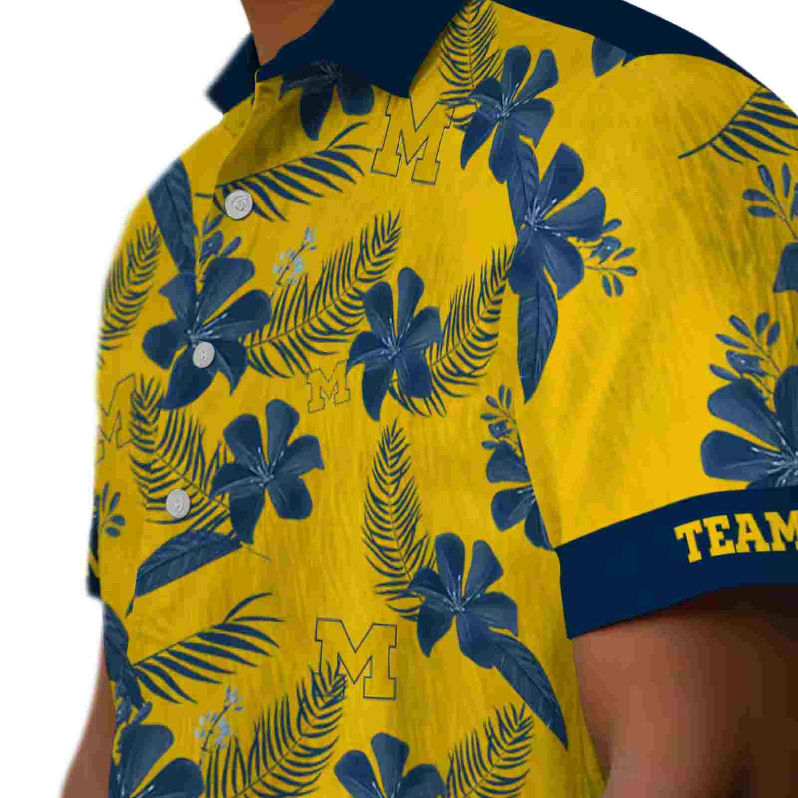 personalized michigan wolverines botanical print maize hawaiian shirt trendy