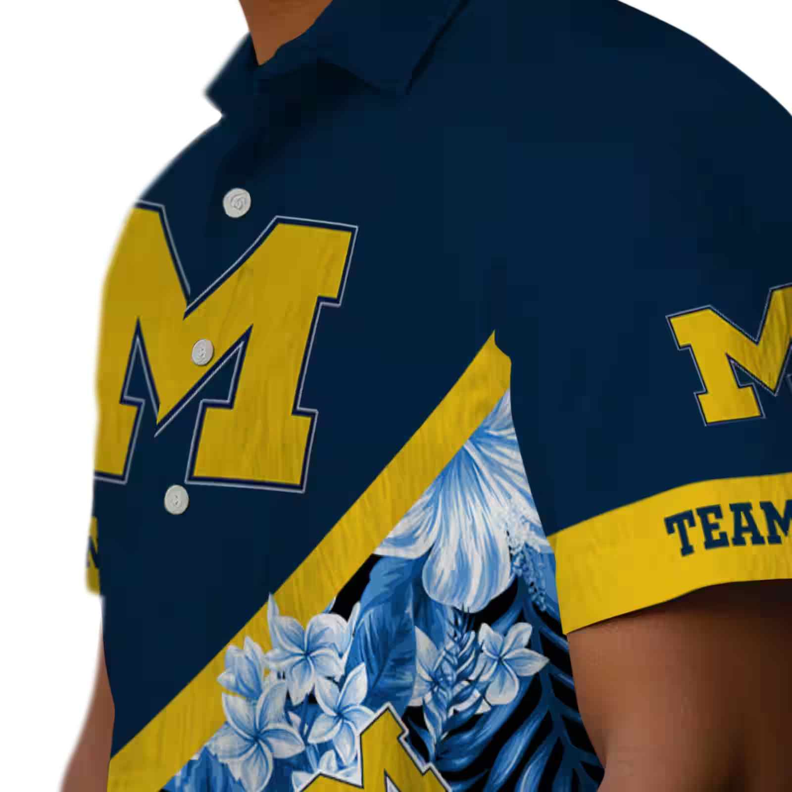 personalized michigan wolverines floral chevron blue hawaiian shirt trendy