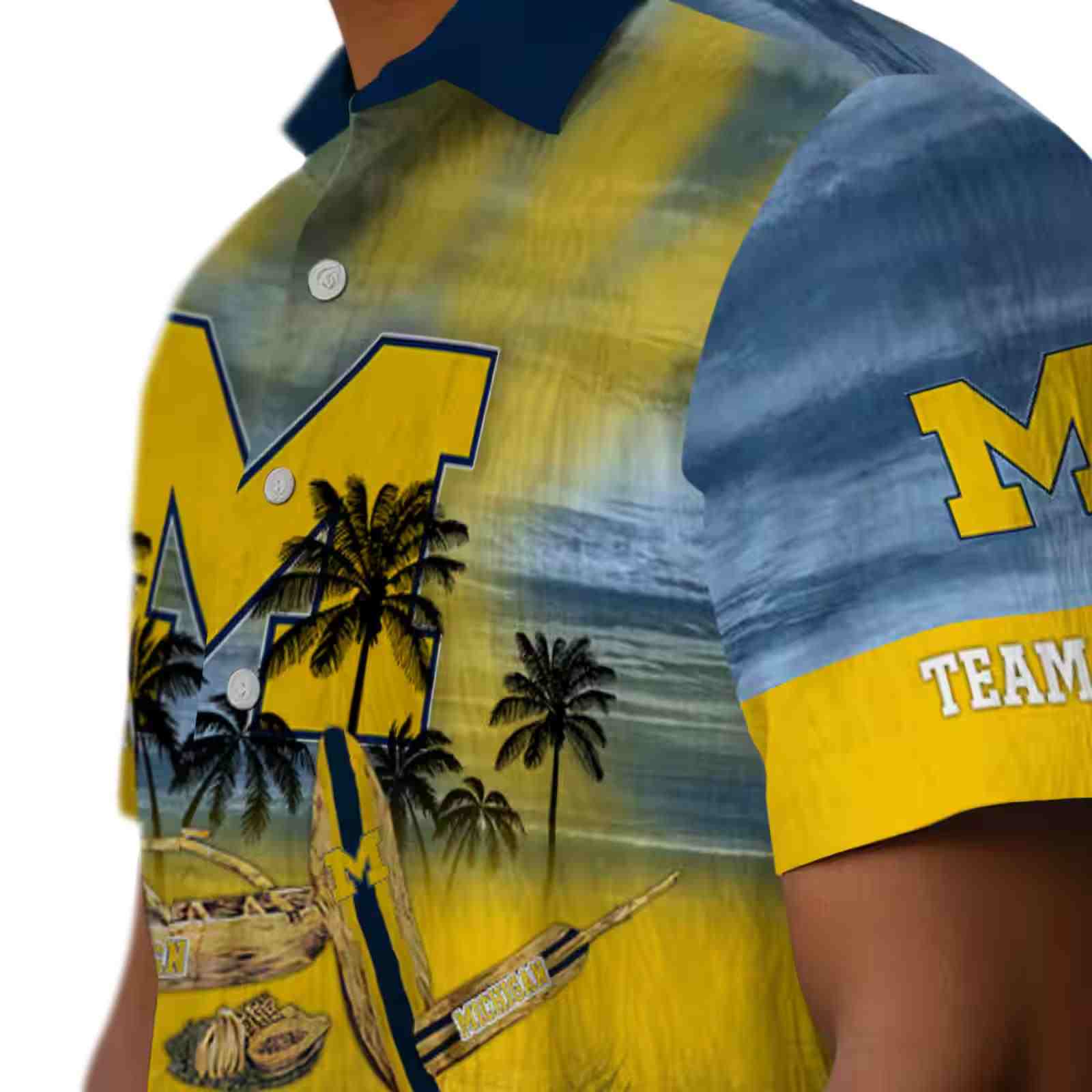 personalized michigan wolverines tropical canoe blue hawaiian shirt trendy