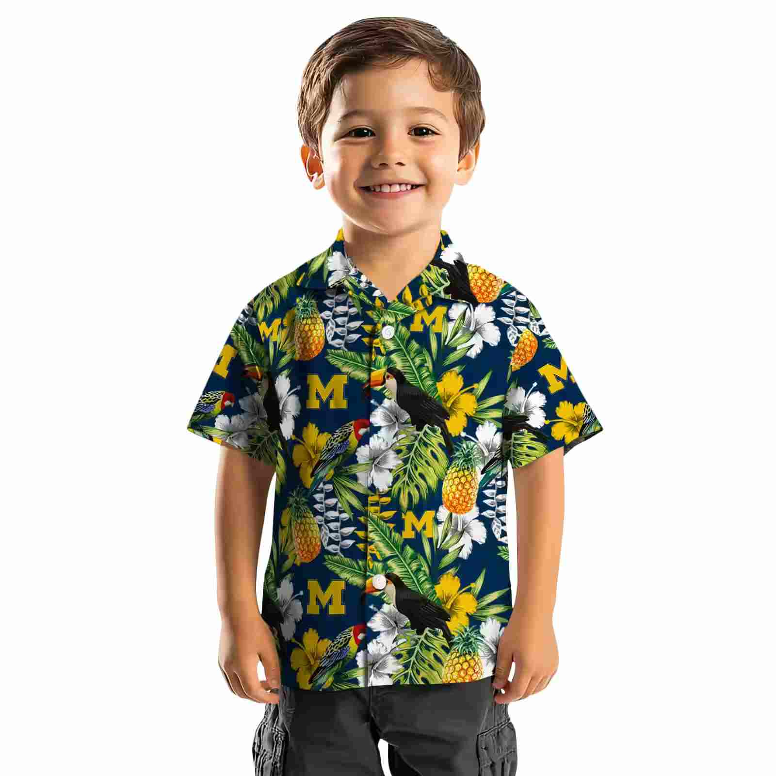 personalized michigan wolverines tropical toucan blue green hawaiian shirt top rated