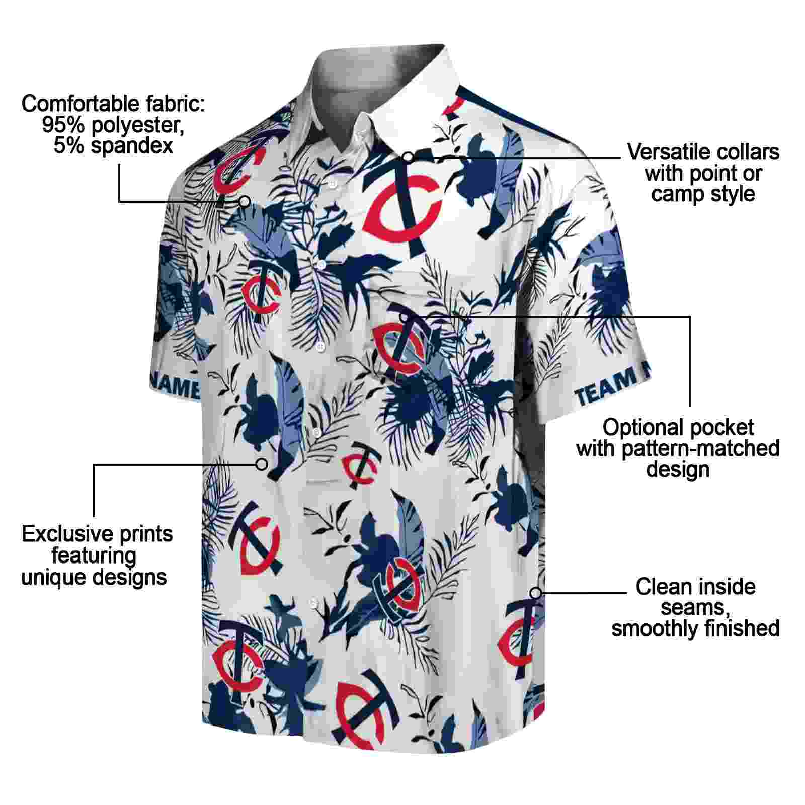 personalized minnesota twins botanical theme navy white hawaiian shirt new arrival