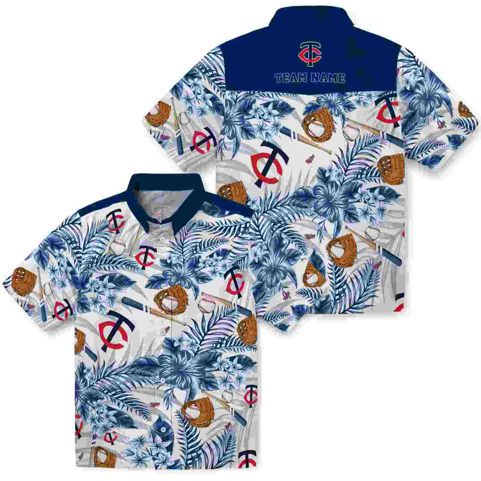 personalized minnesota twins floral baseball navy white hawaiian shirt high quality