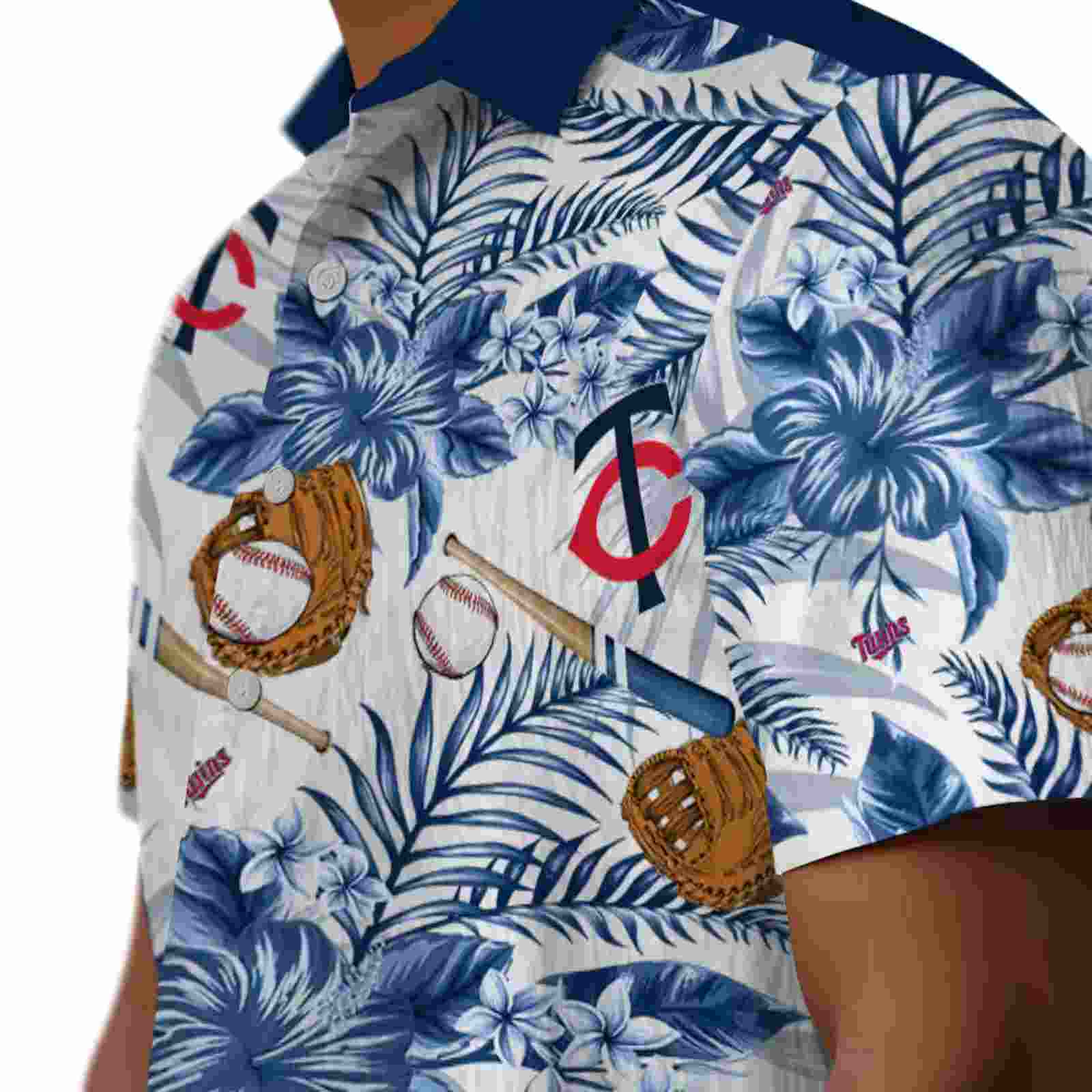 personalized minnesota twins floral baseball navy white hawaiian shirt trendy