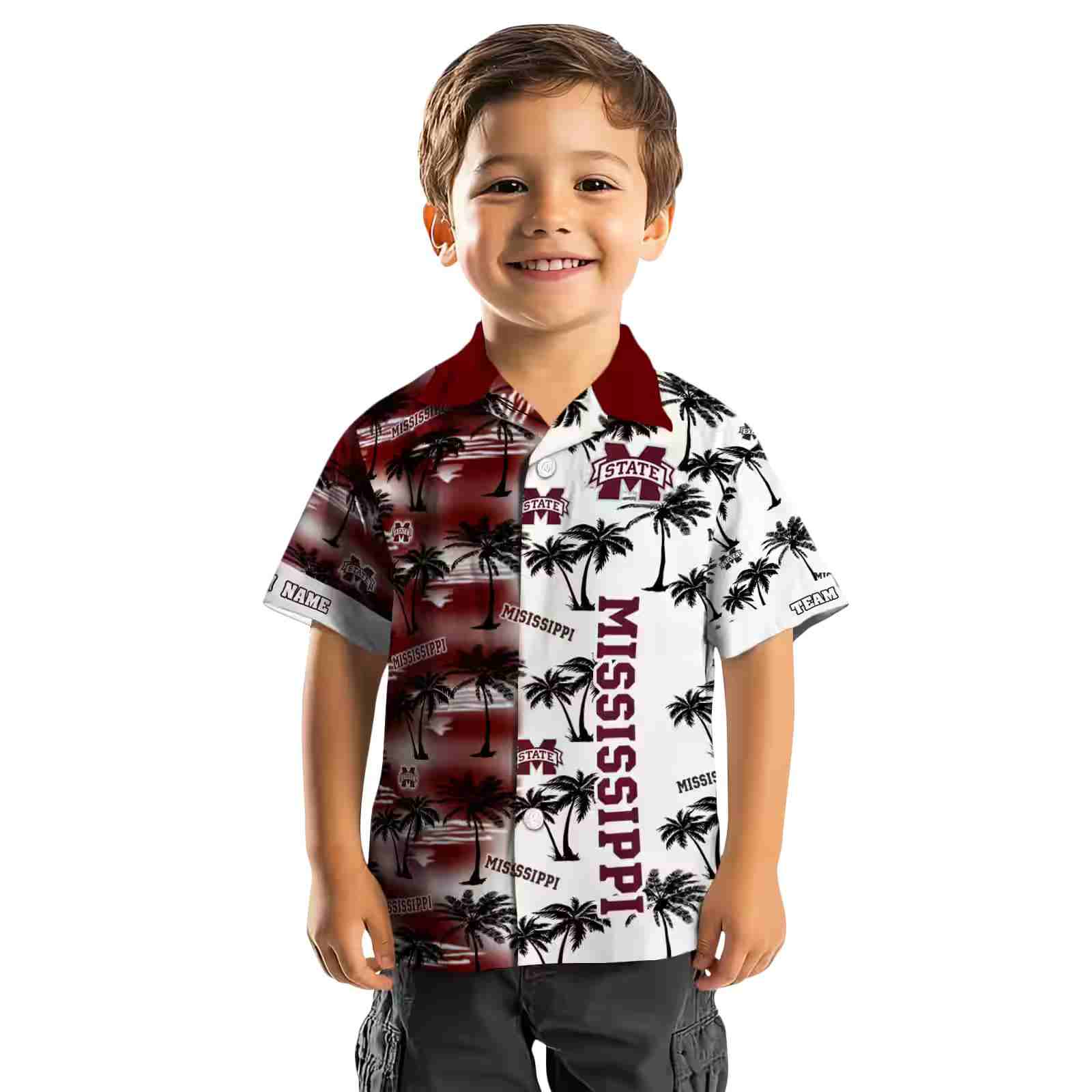 personalized mississippi state bulldogs palm silhouettes maroon hawaiian shirt top rated