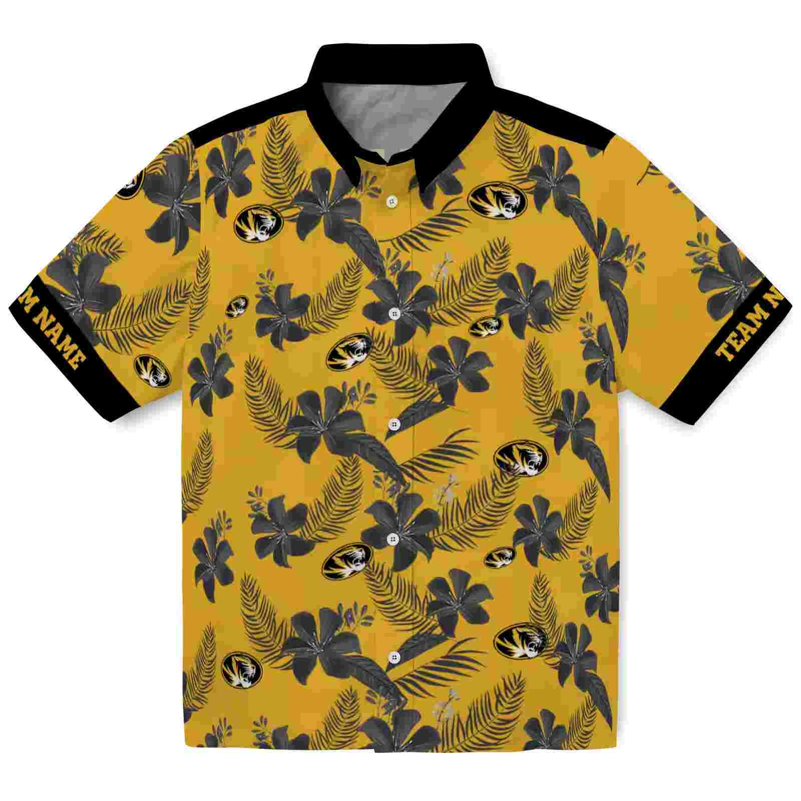 Personalized Missouri Tigers Botanical Print Gold Hawaiian Shirt