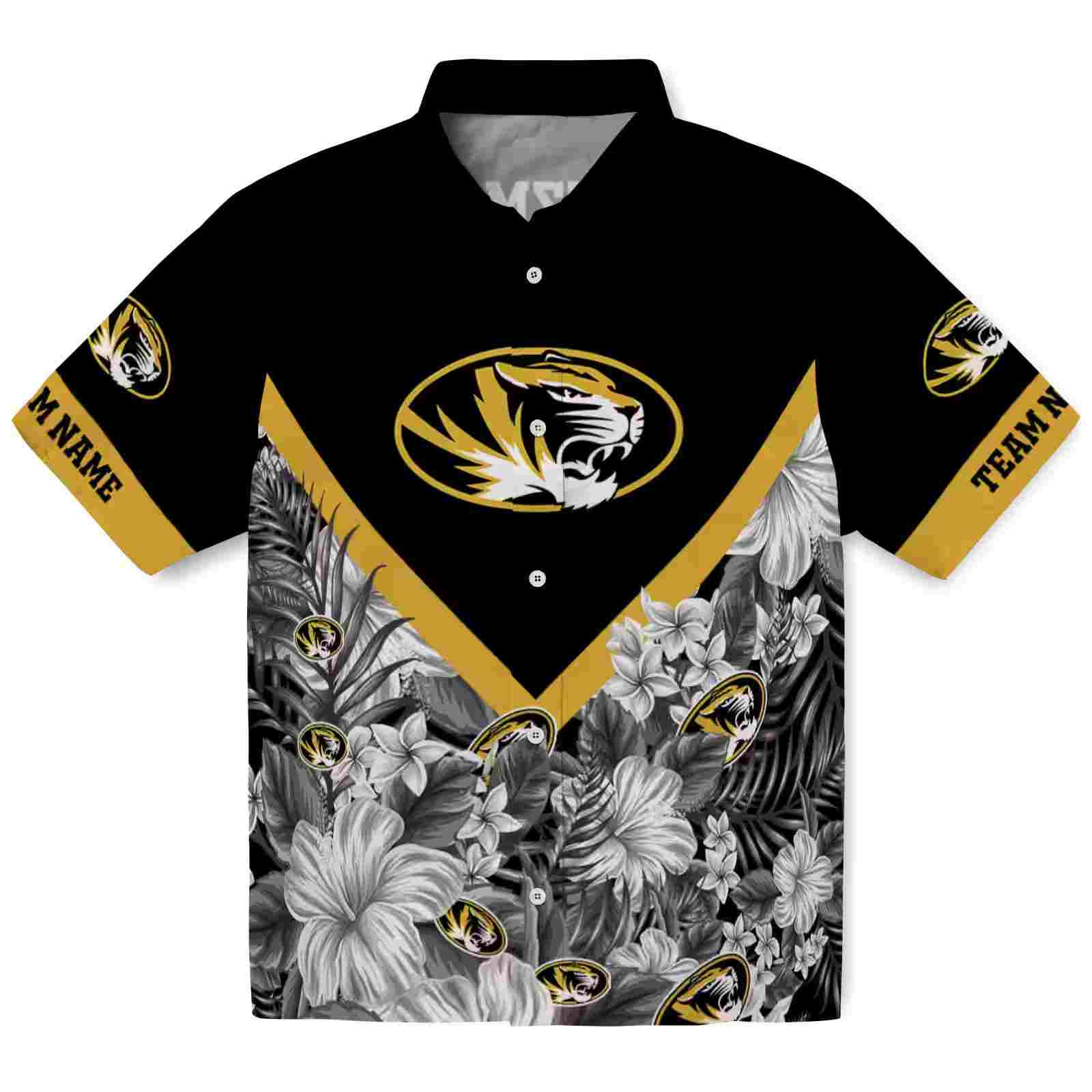 Personalized Missouri Tigers Floral Chevron Black Hawaiian Shirt