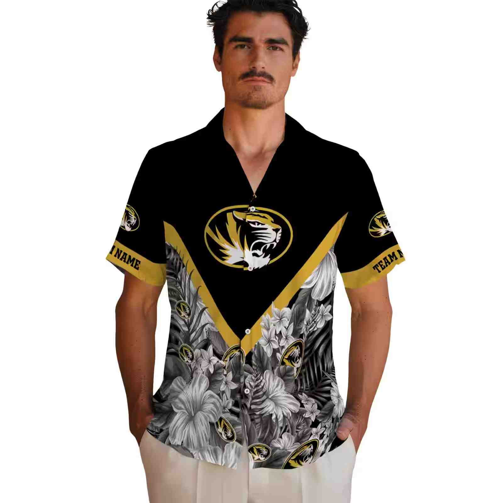 personalized missouri tigers floral chevron black hawaiian shirt fashion forward