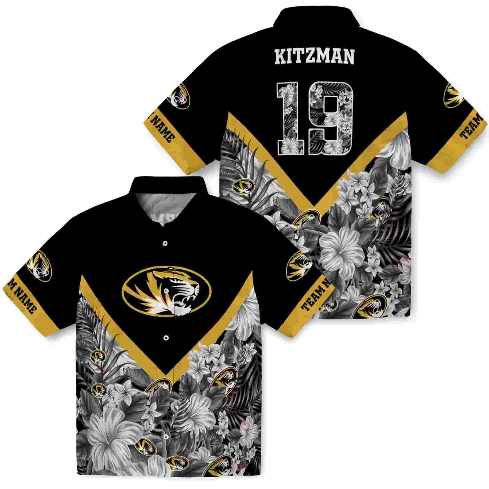 personalized missouri tigers floral chevron black hawaiian shirt high quality