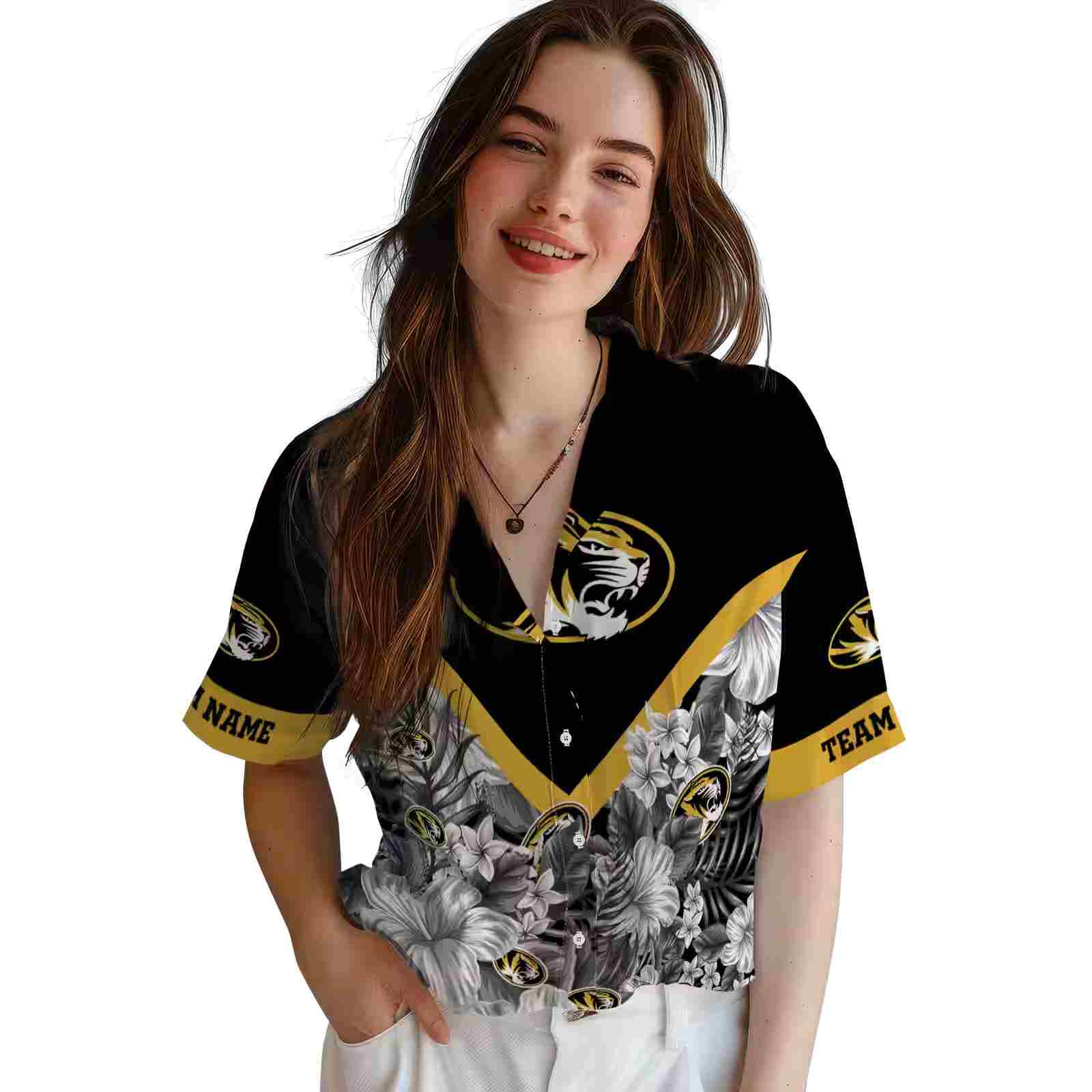 personalized missouri tigers floral chevron black hawaiian shirt latest model