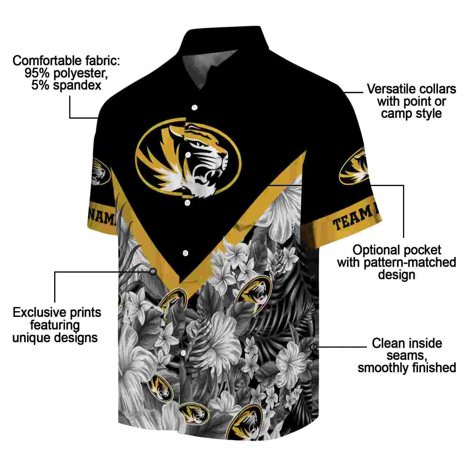 personalized missouri tigers floral chevron black hawaiian shirt new arrival