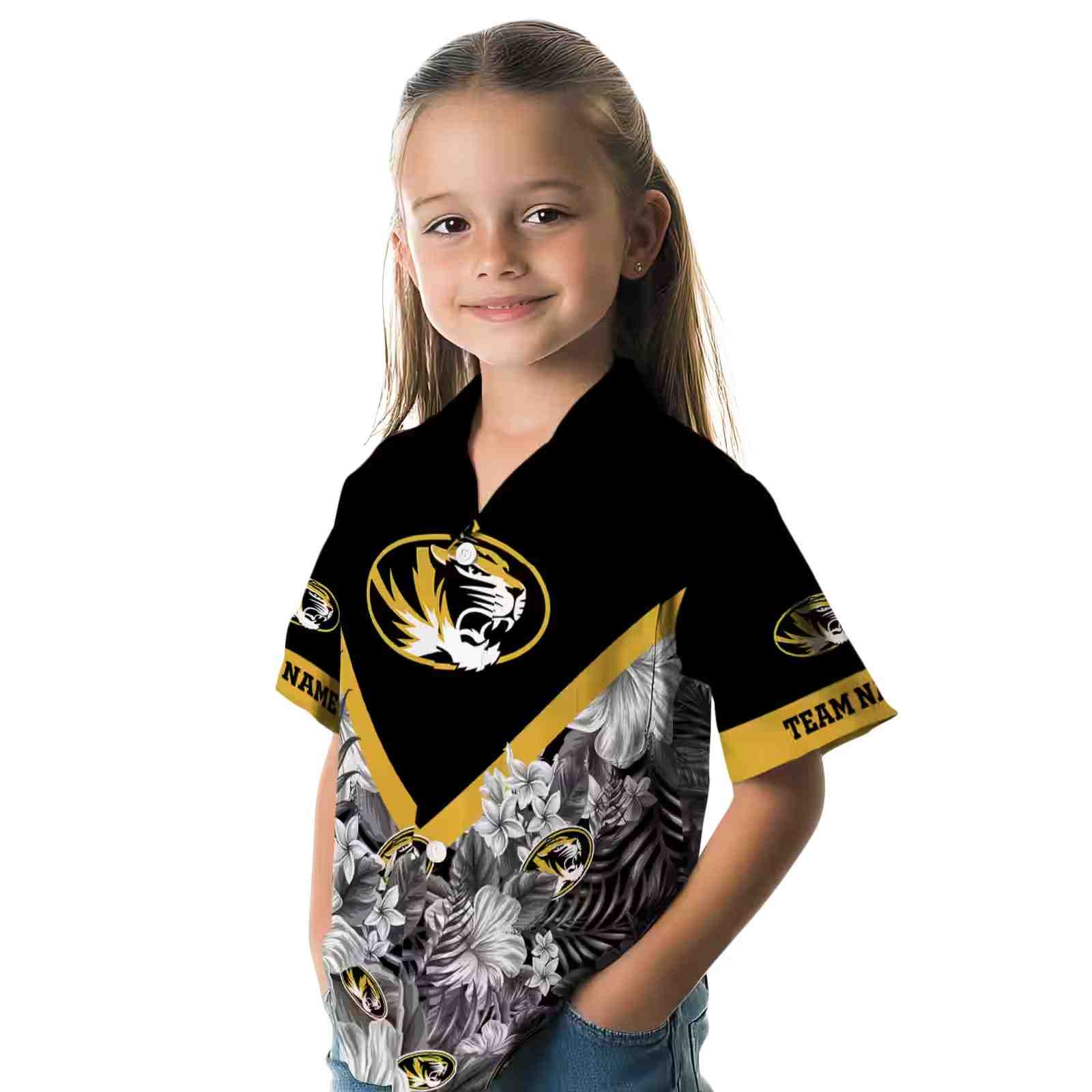 personalized missouri tigers floral chevron black hawaiian shirt premium grade