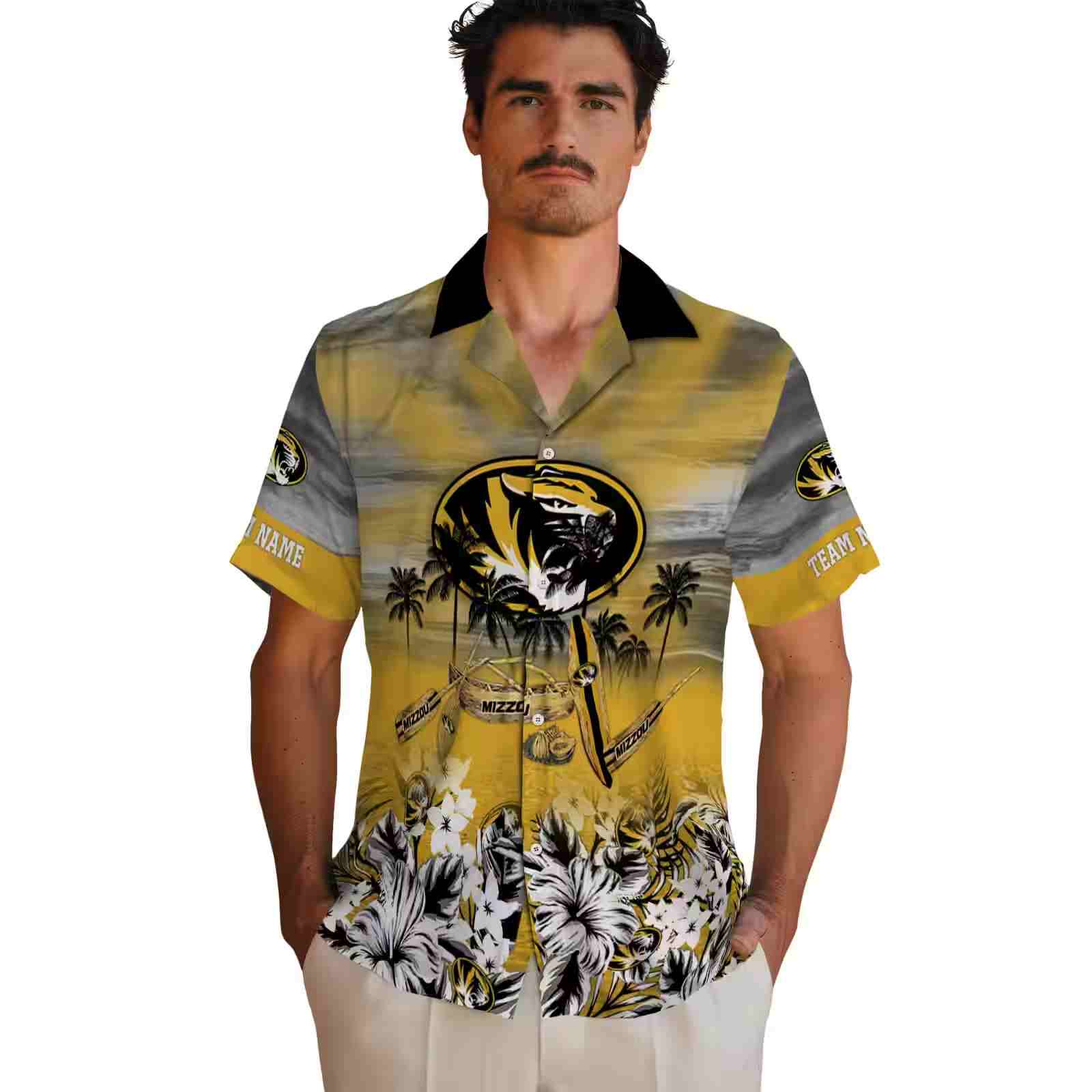 personalized missouri tigers tropical canoe black hawaiian shirt fashion forward