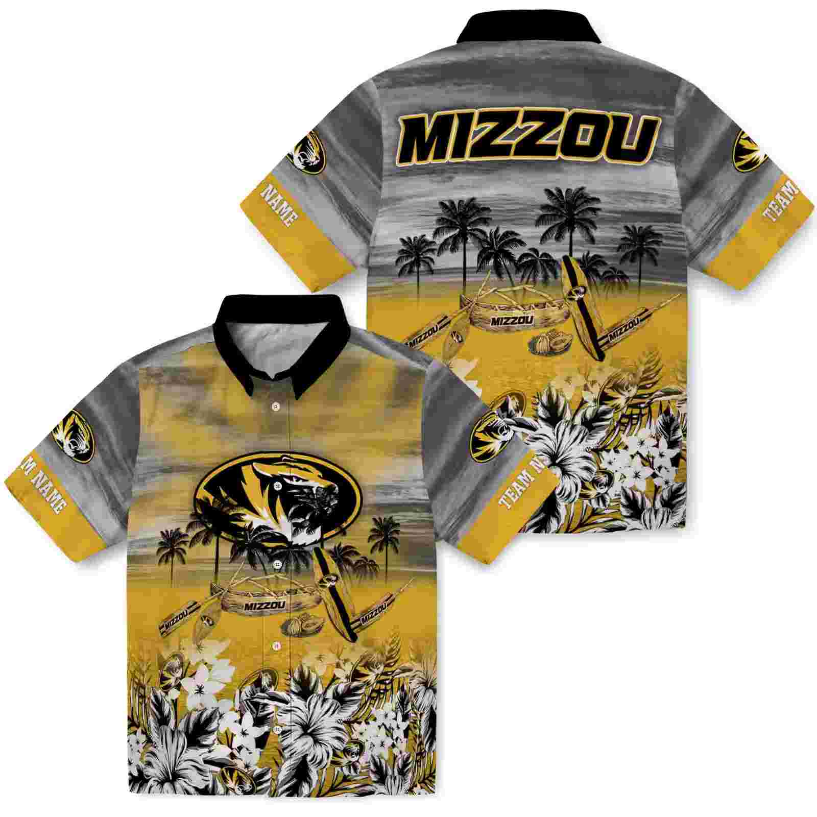 personalized missouri tigers tropical canoe black hawaiian shirt high quality