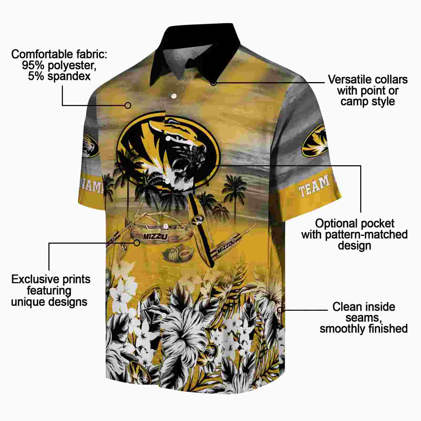 personalized missouri tigers tropical canoe black hawaiian shirt new arrival