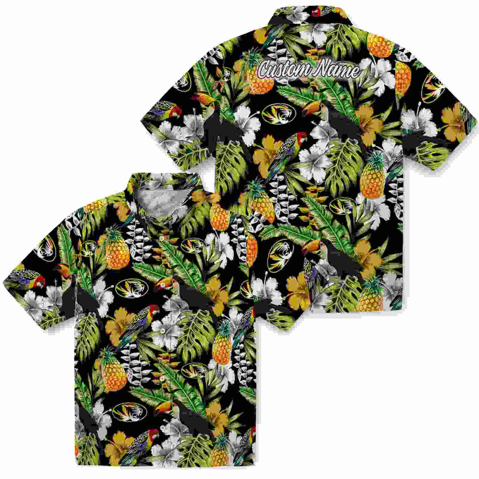 personalized missouri tigers tropical toucan black green hawaiian shirt high quality