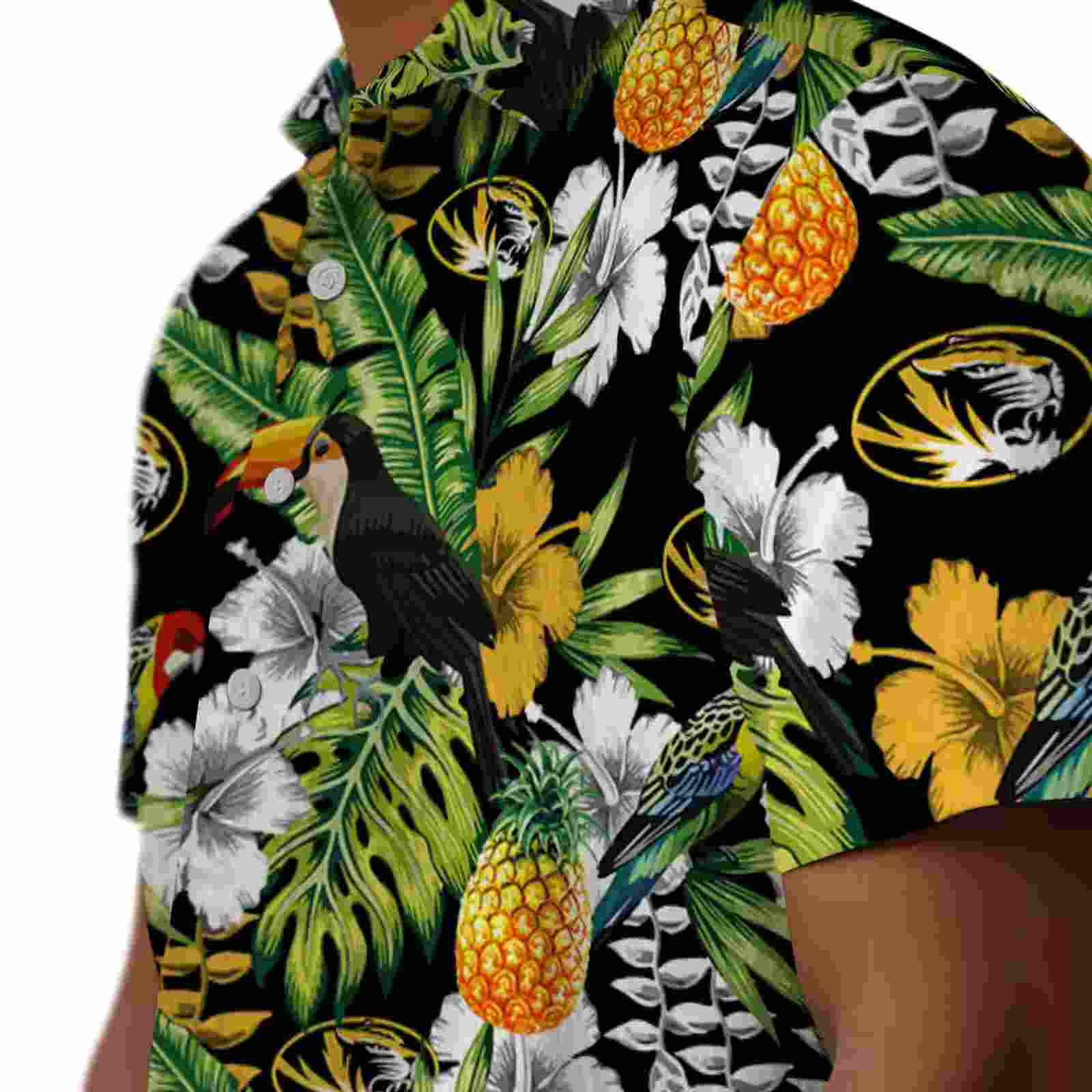 personalized missouri tigers tropical toucan black green hawaiian shirt trendy