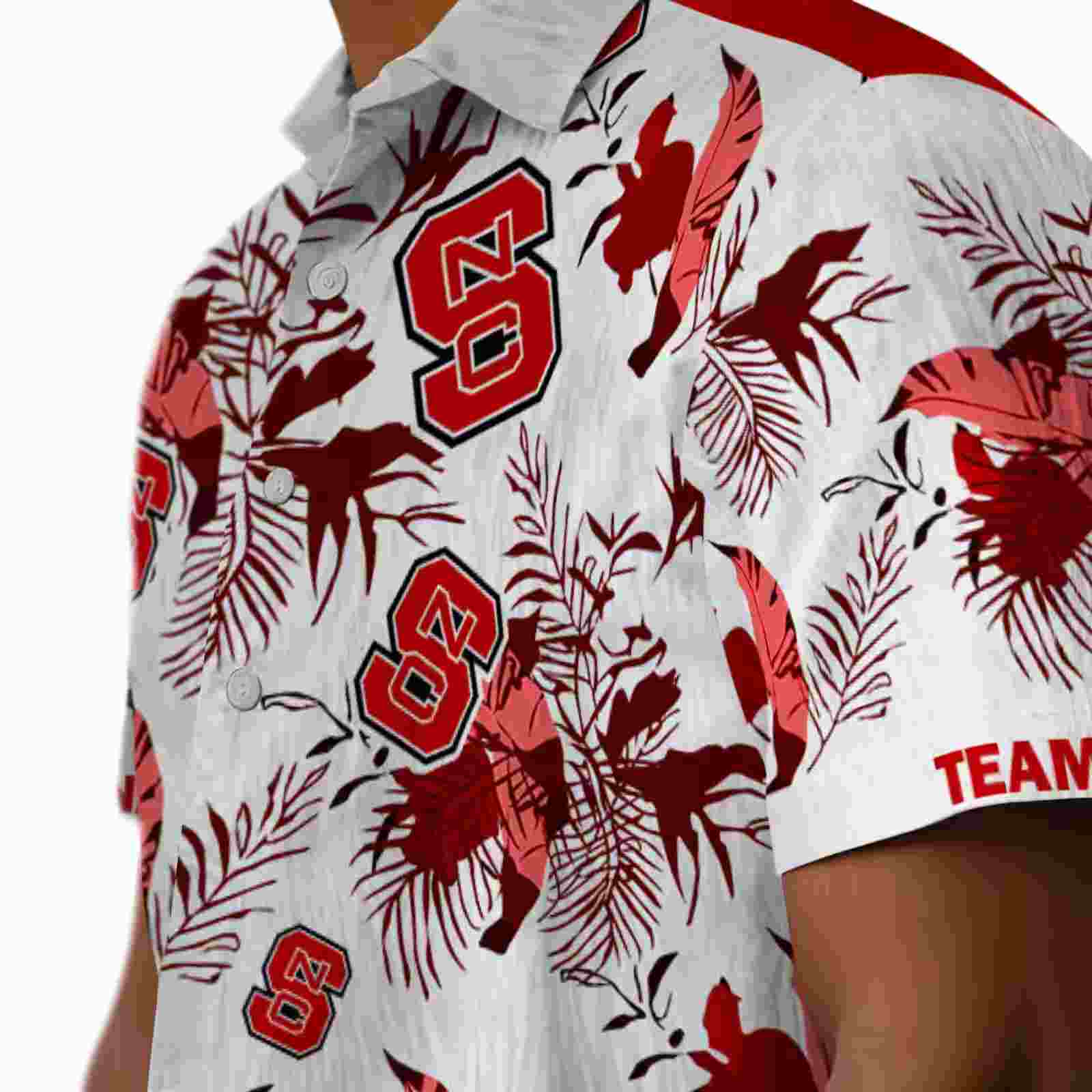 personalized nc state wolfpack botanical theme red white hawaiian shirt trendy