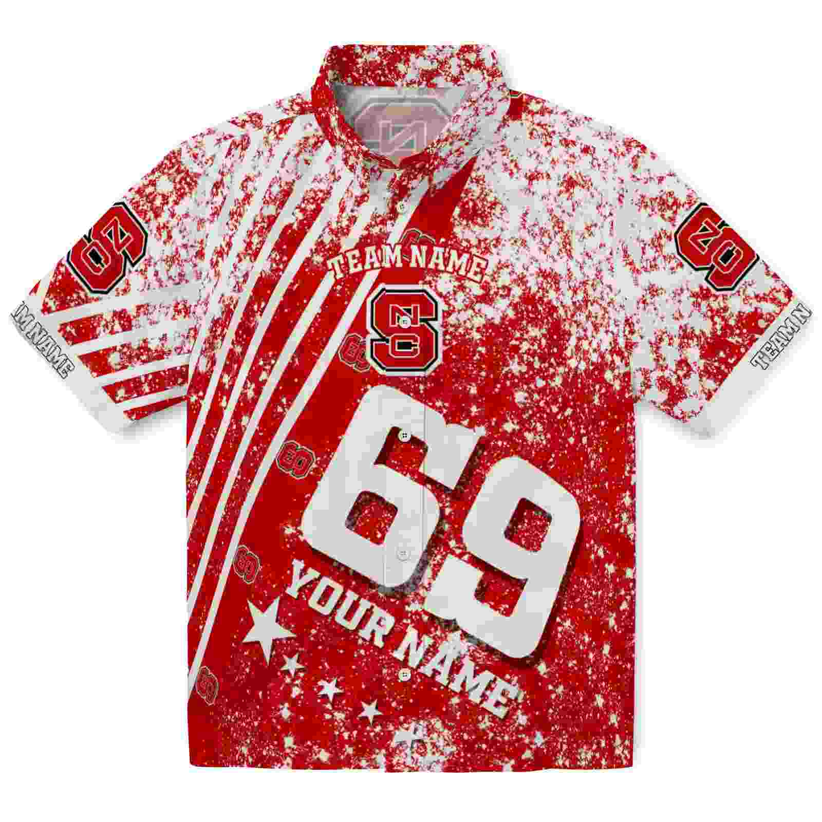 Personalized NC State Wolfpack Star Stripes Red Hawaiian Shirt