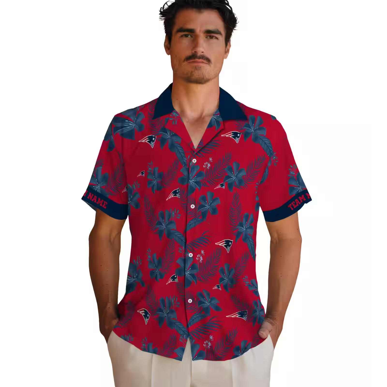 personalized new england patriots botanical print red hawaiian shirt fashion forward