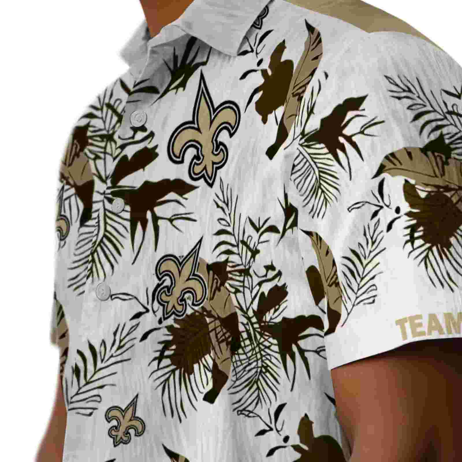 personalized new orleans saints botanical theme gold white hawaiian shirt trendy