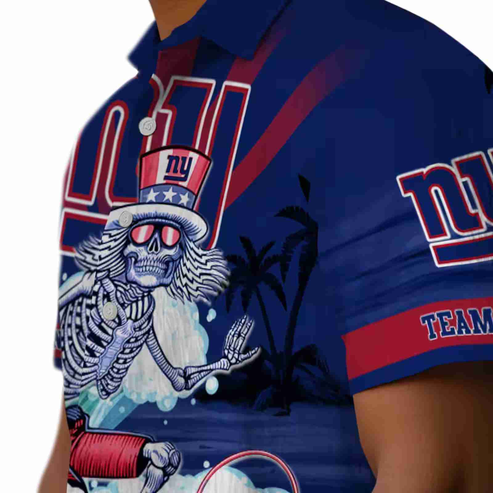 personalized new york giants surfing skeleton blue hawaiian shirt trendy