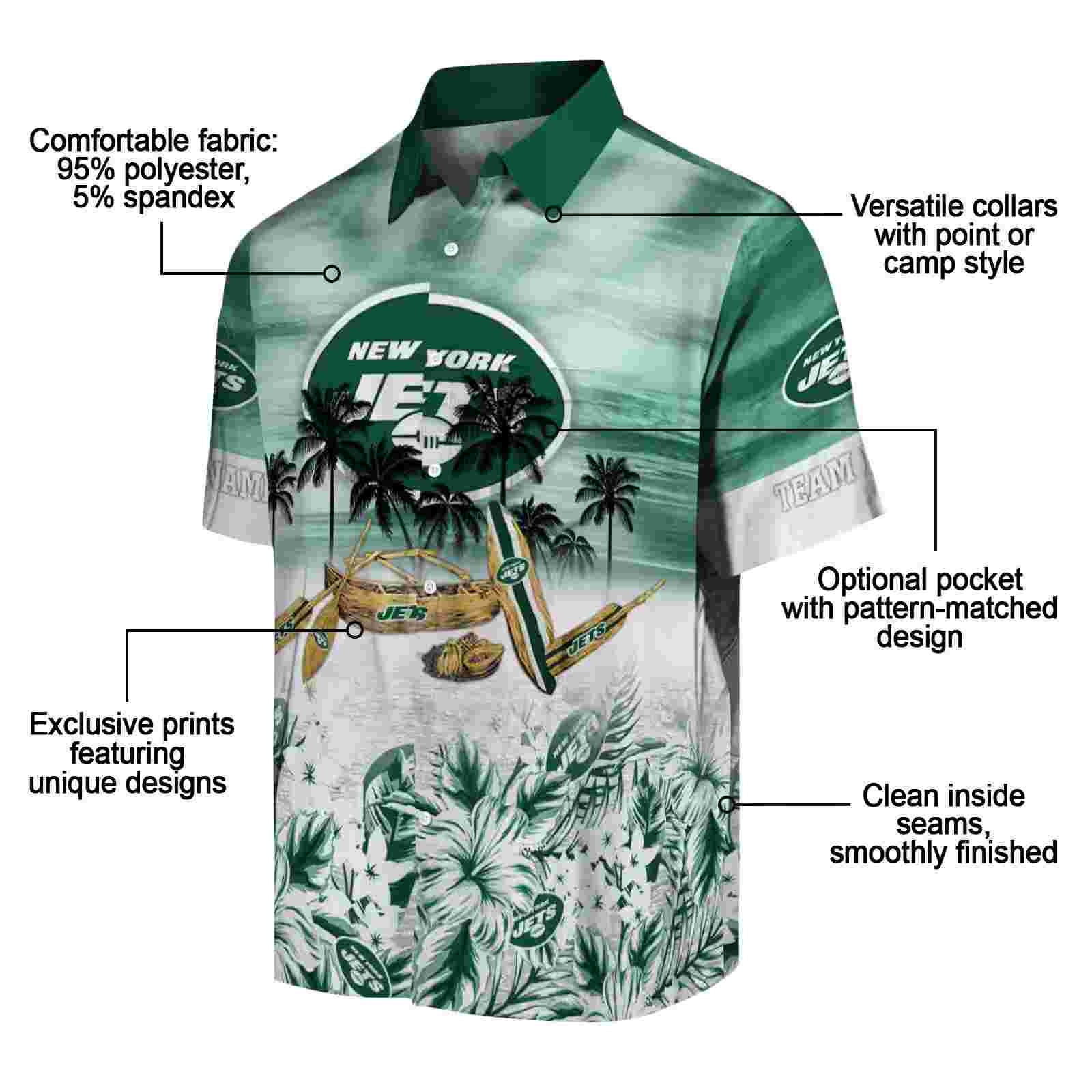 personalized new york jets tropical canoe green hawaiian shirt new arrival