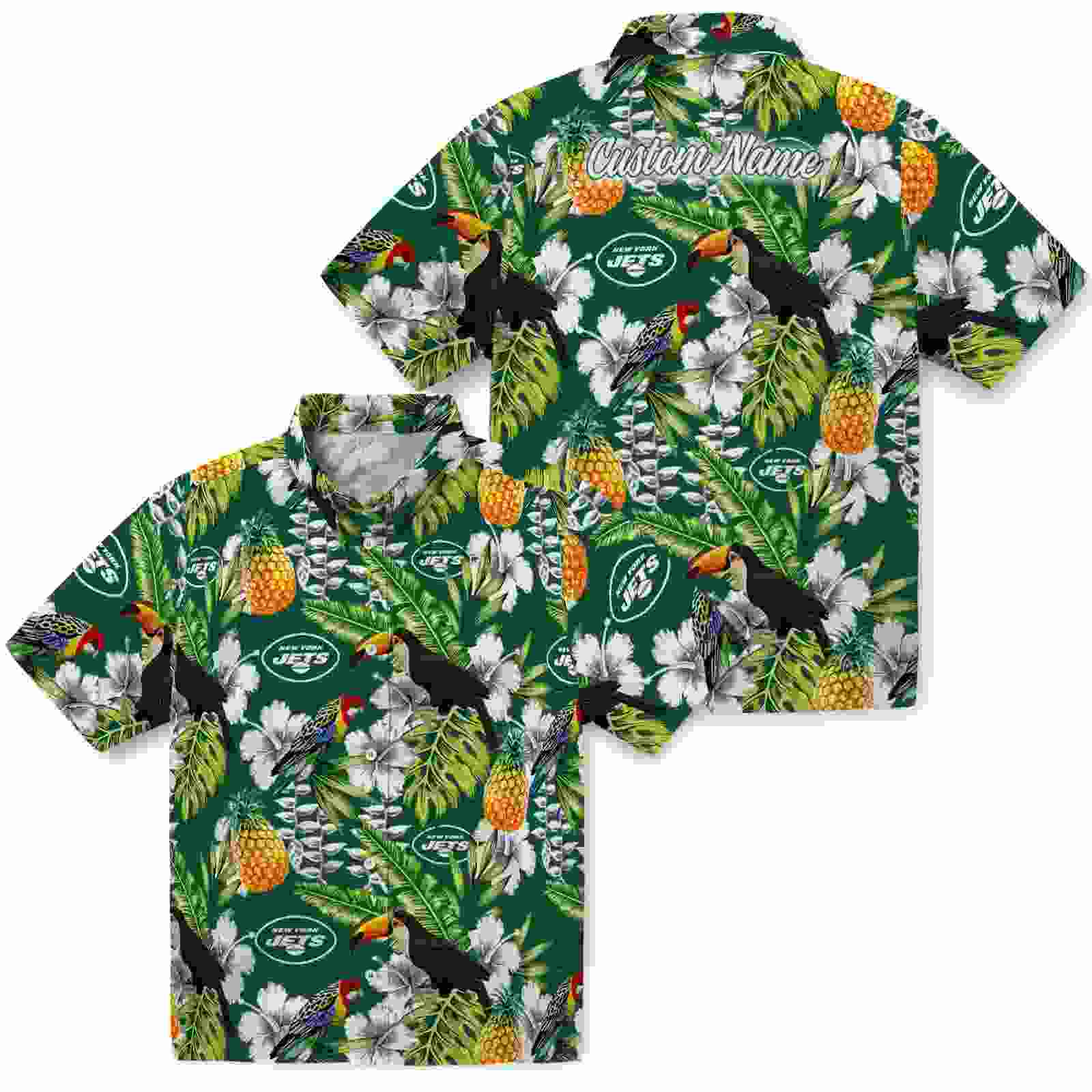 personalized new york jets tropical toucan green hawaiian shirt high quality