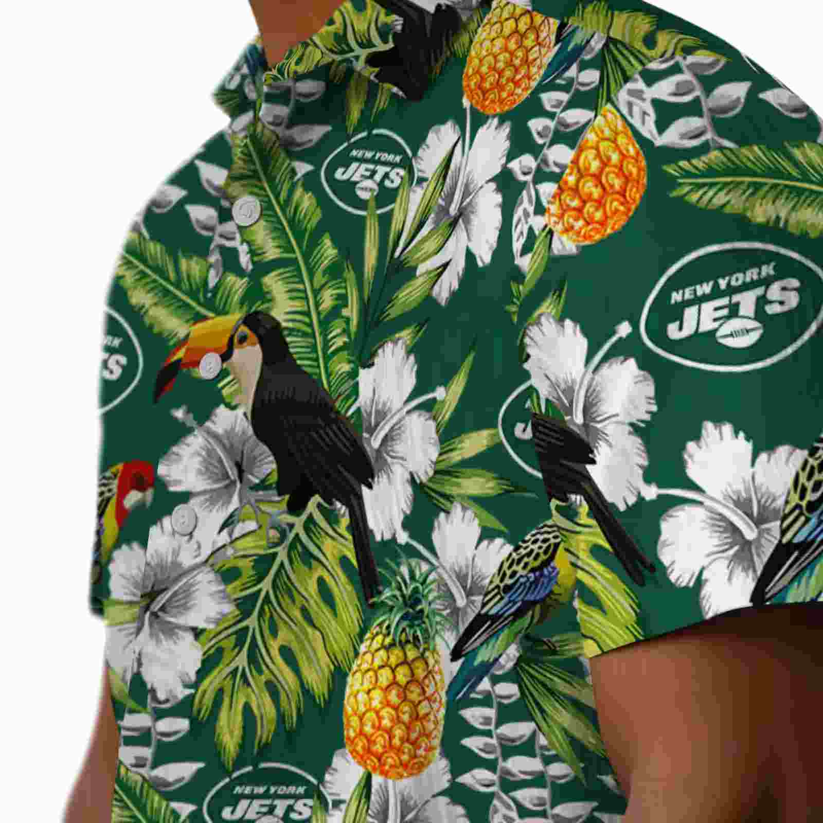 personalized new york jets tropical toucan green hawaiian shirt trendy