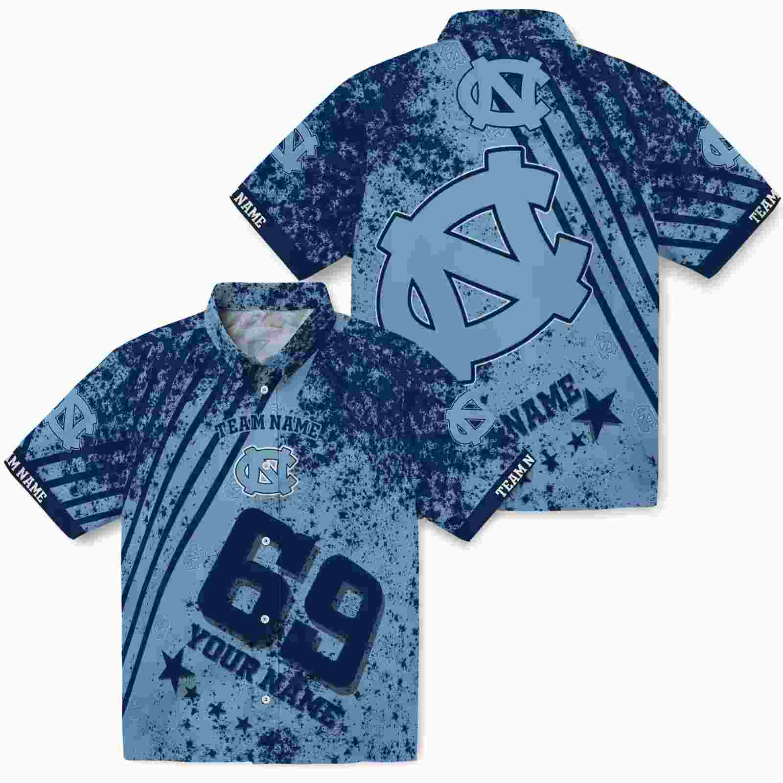 personalized north carolina tar heels star stripes light blue hawaiian shirt high quality