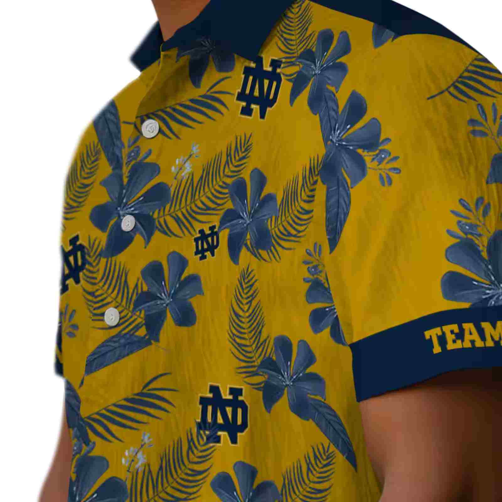 personalized notre dame fighting irish botanical print gold hawaiian shirt trendy