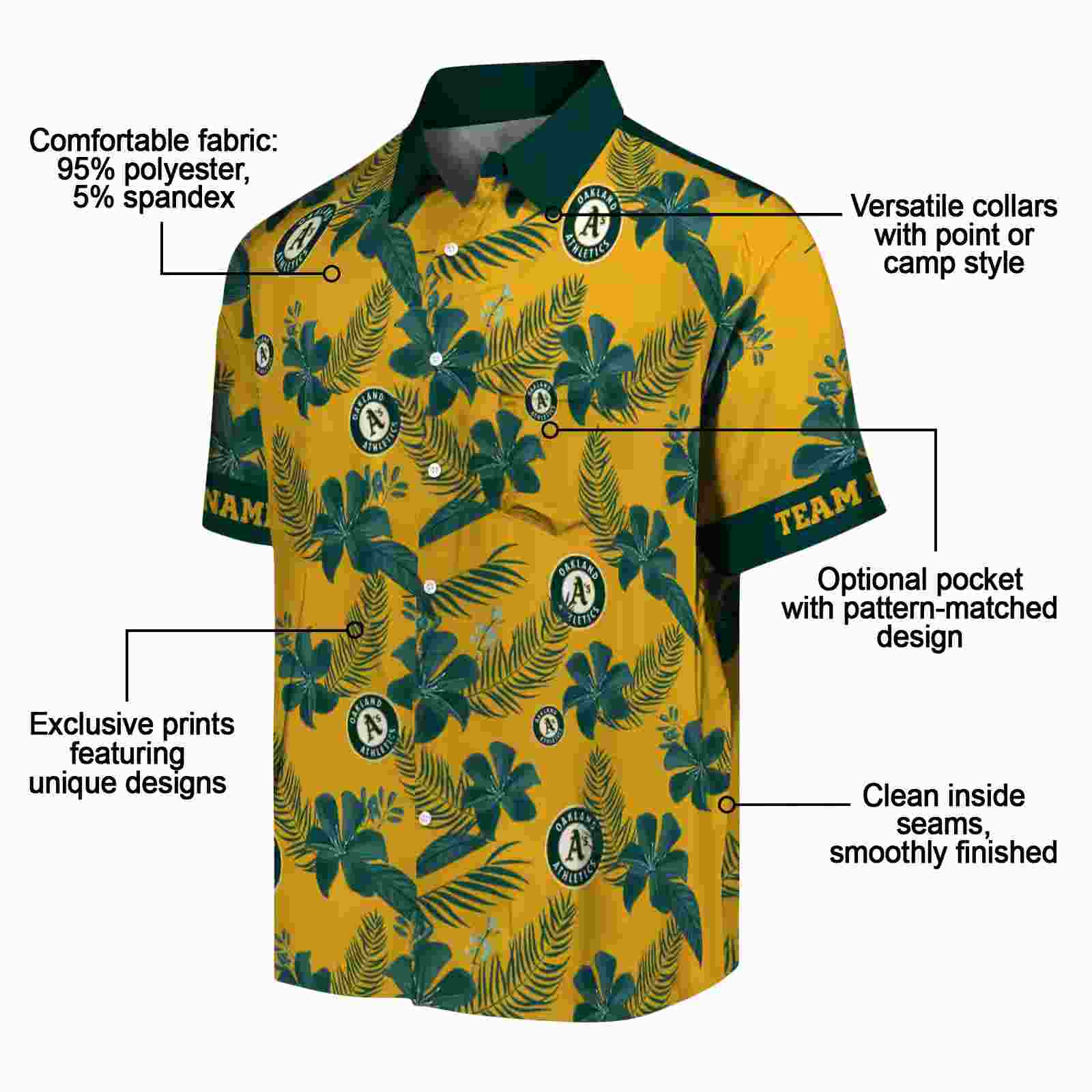 personalized oakland athletics botanical print gold hawaiian shirt new arrival