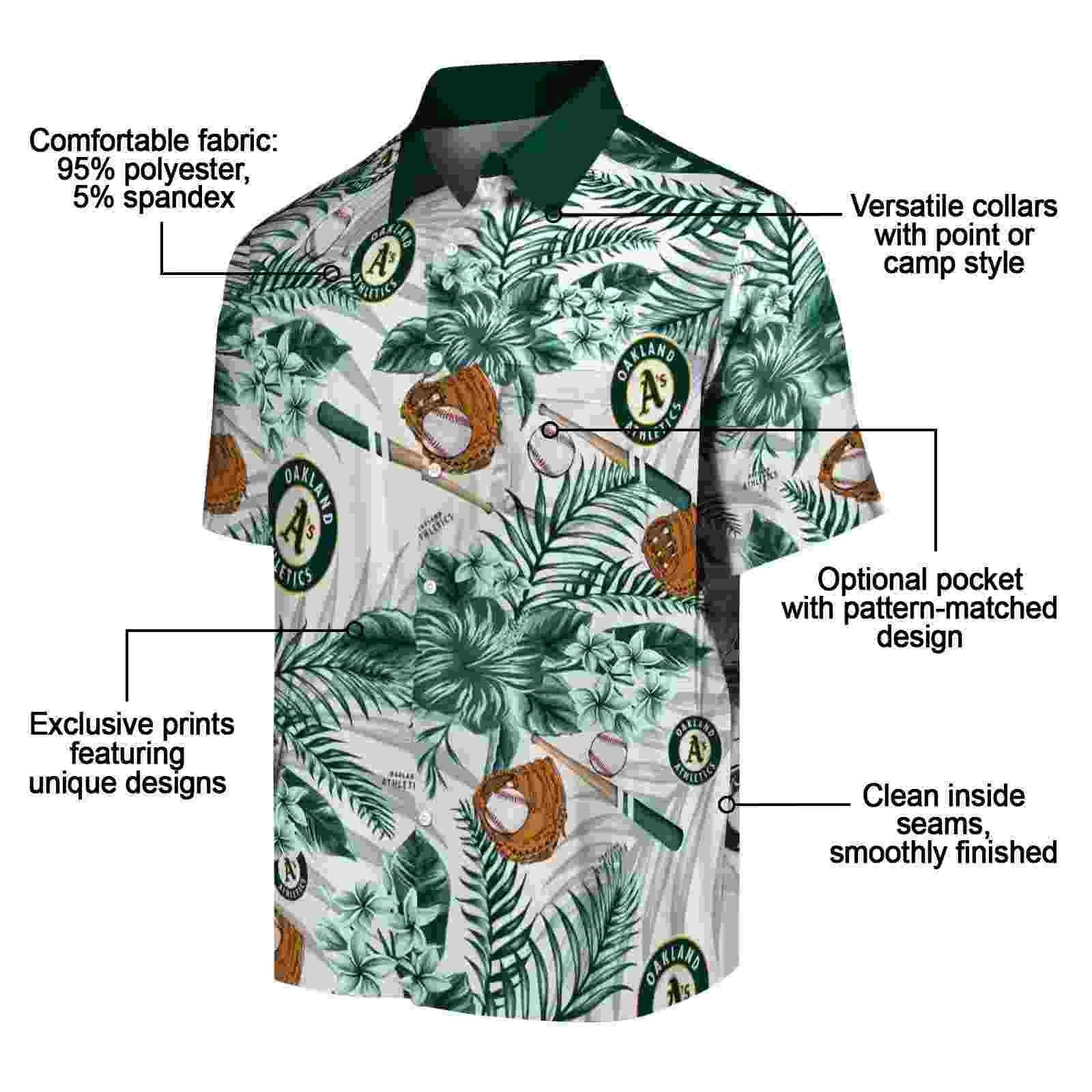 personalized oakland athletics floral baseball green white hawaiian shirt new arrival