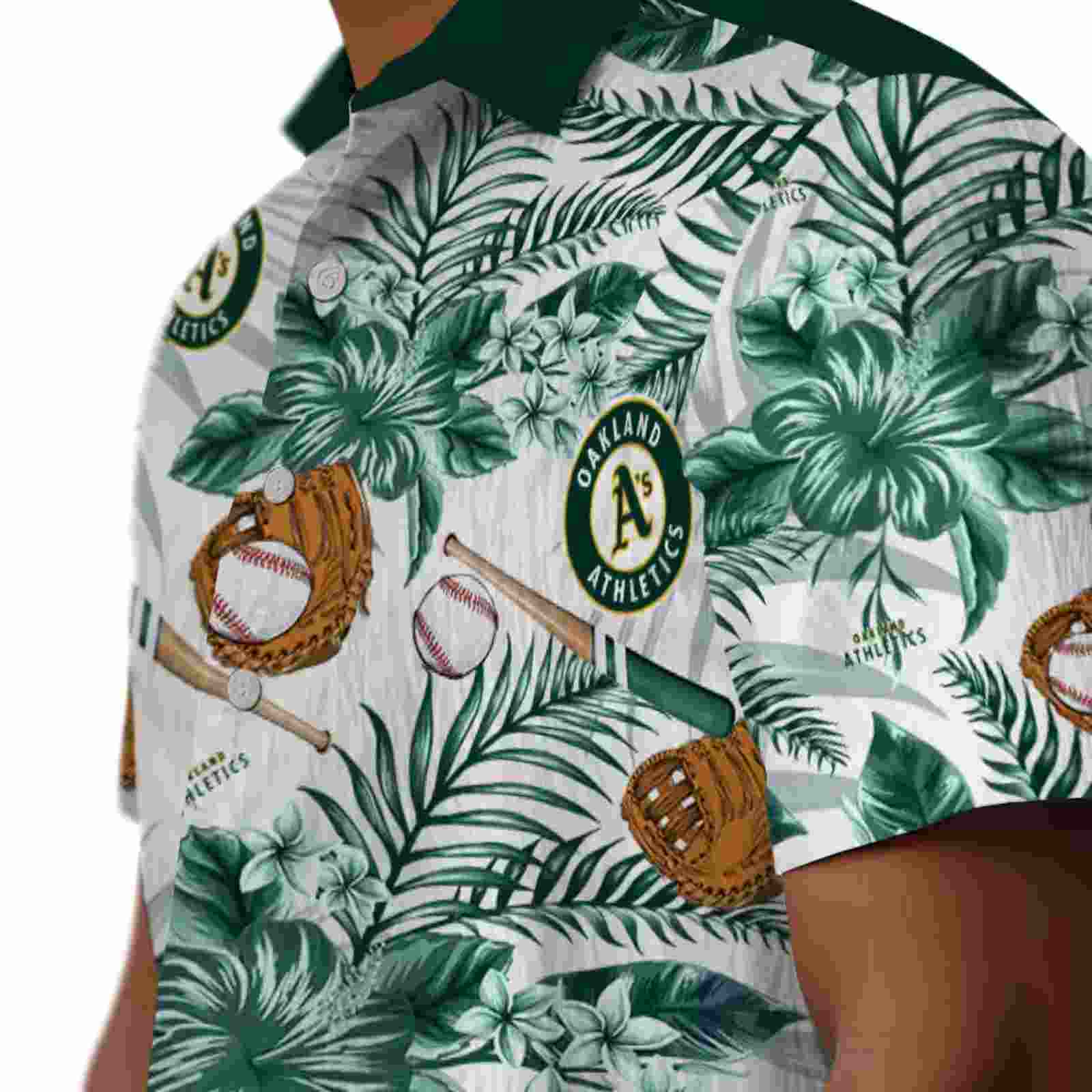 personalized oakland athletics floral baseball green white hawaiian shirt trendy