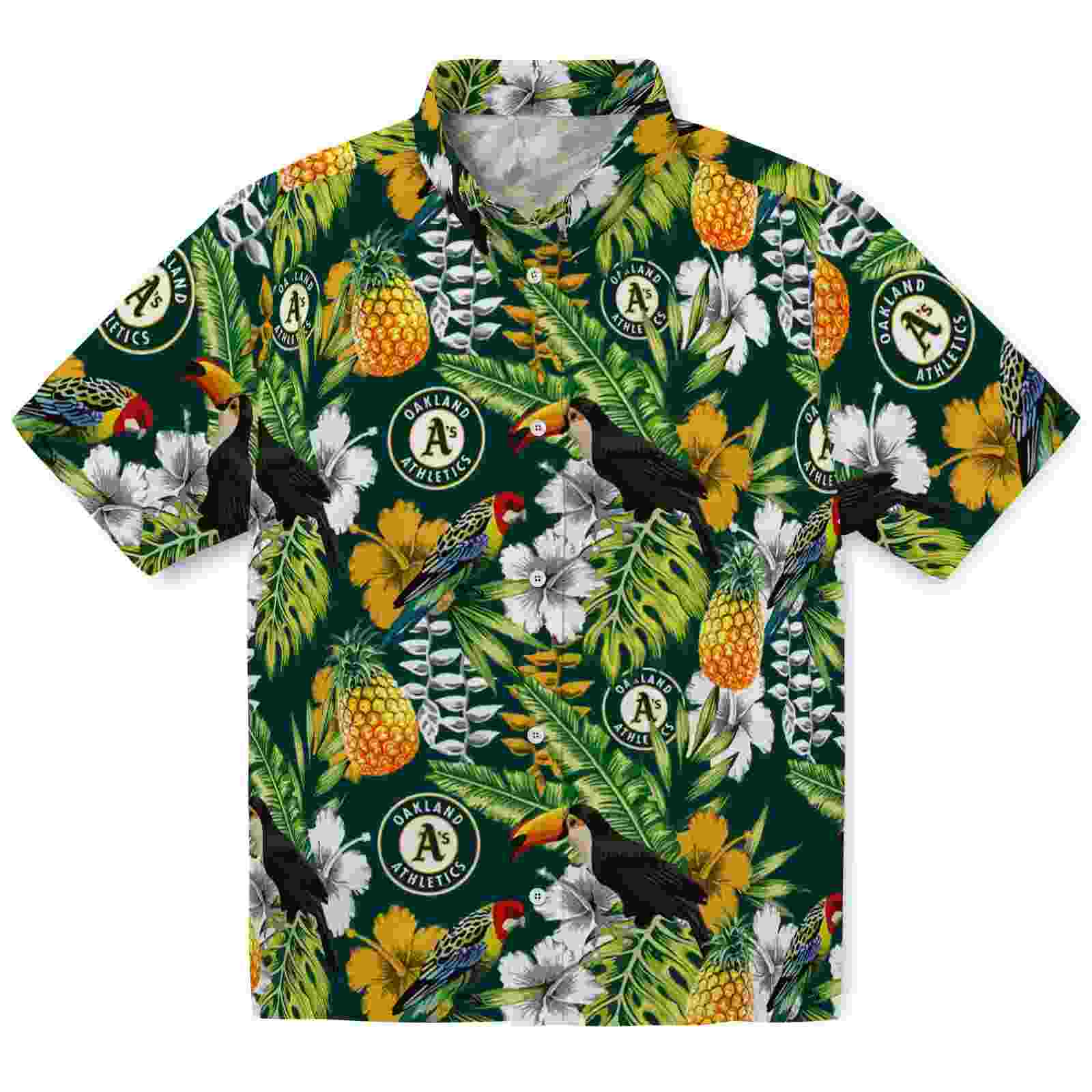 Personalized Oakland Athletics Tropical Toucan Green Hawaiian Shirt