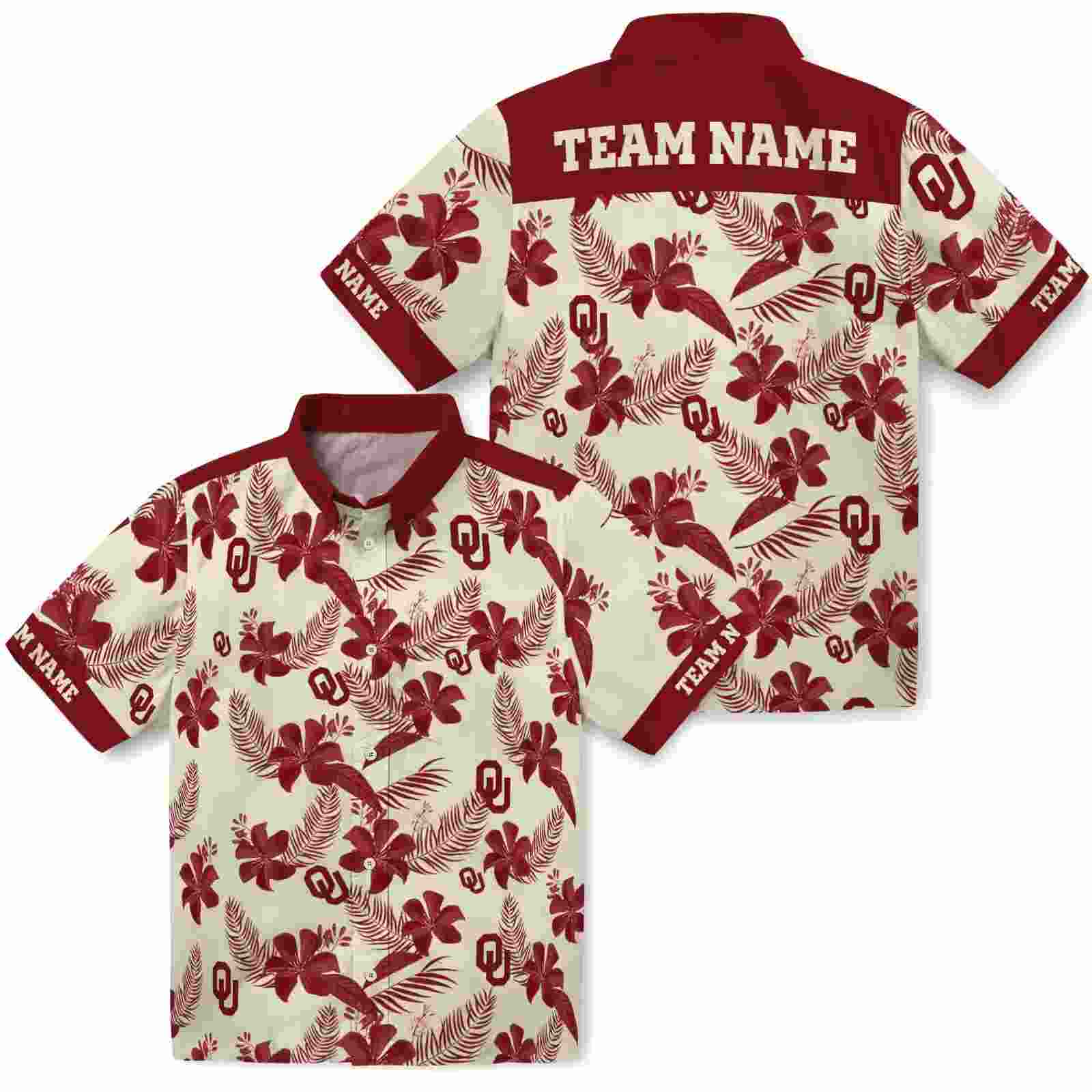 personalized oklahoma sooners botanical print cream hawaiian shirt high quality