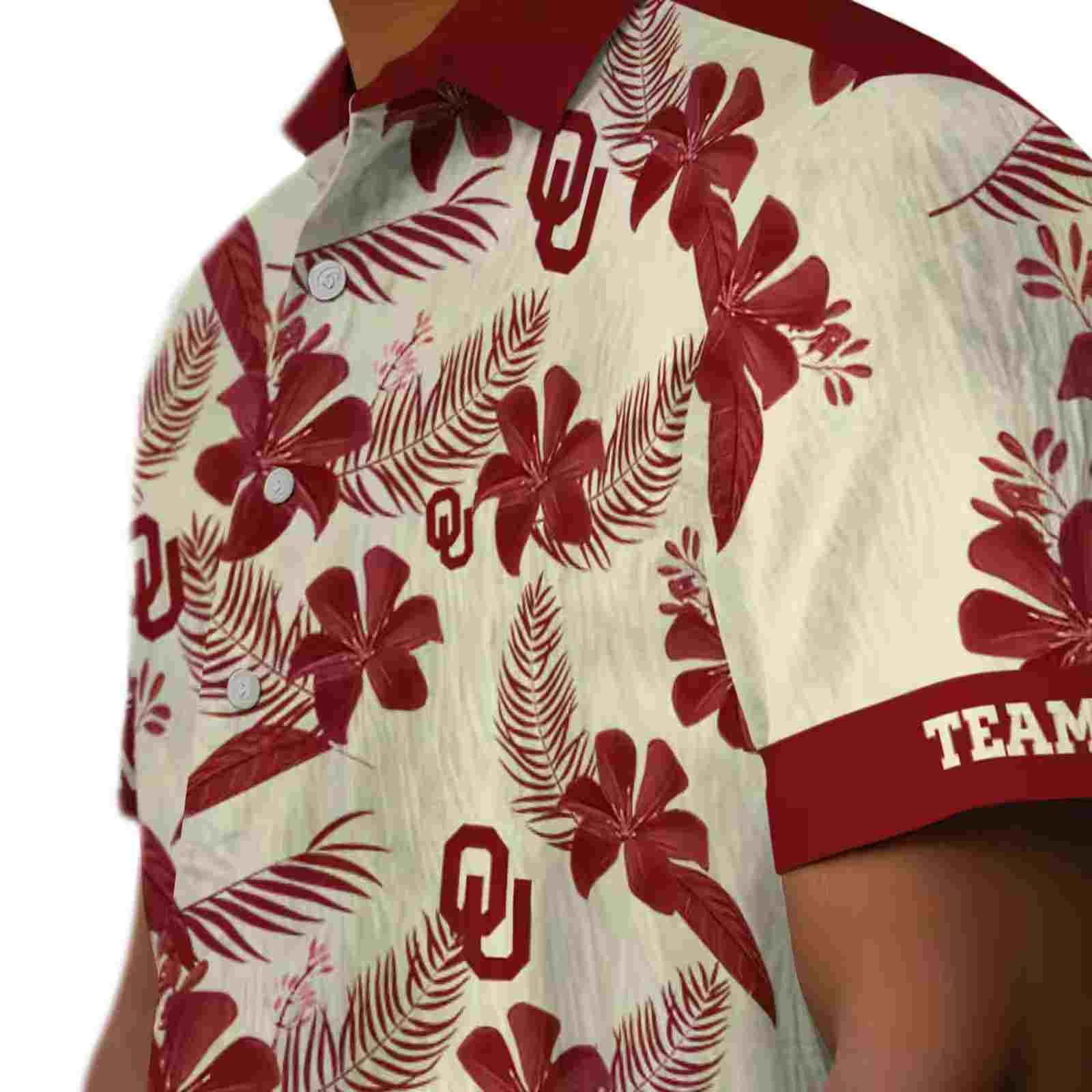 personalized oklahoma sooners botanical print cream hawaiian shirt trendy