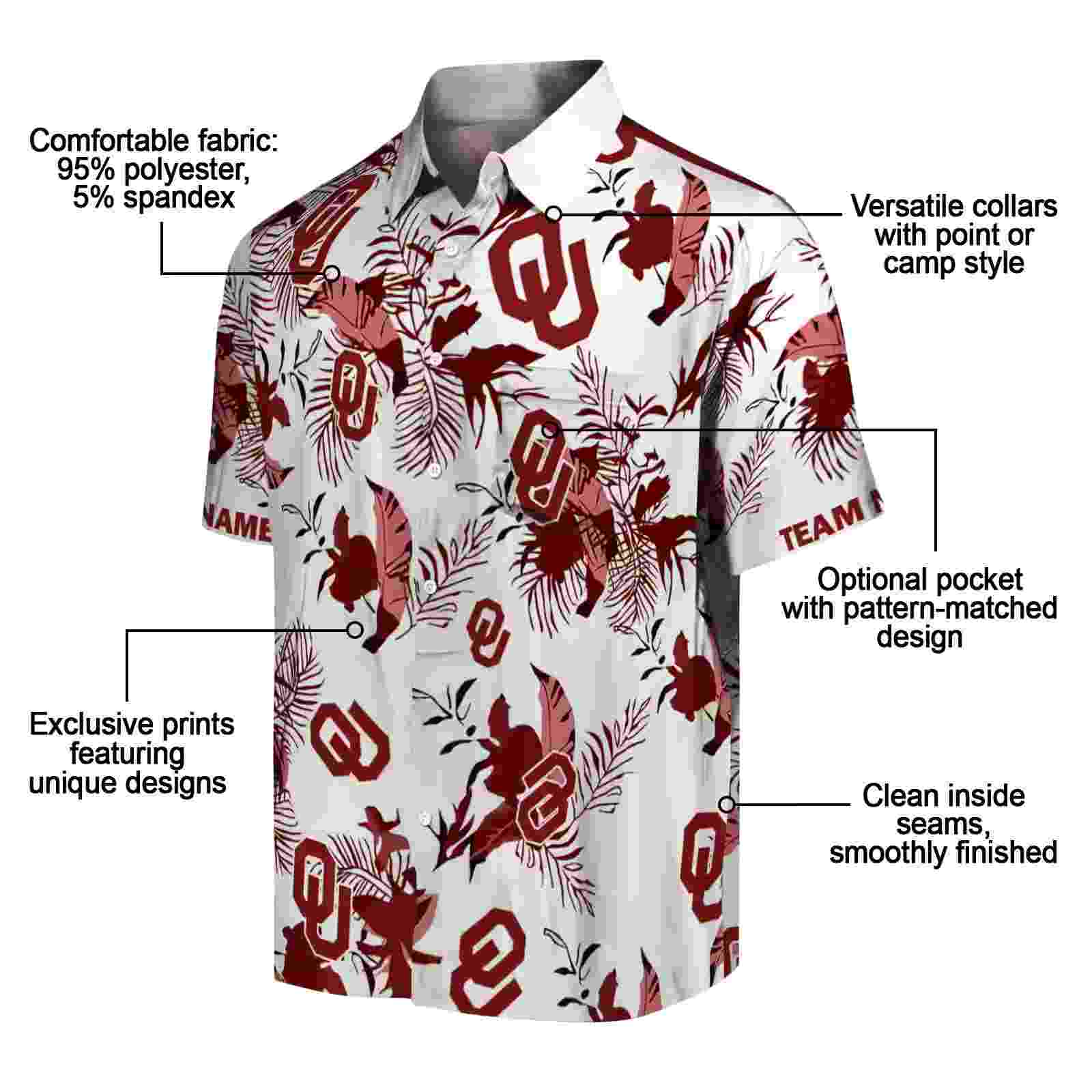 personalized oklahoma sooners botanical theme crimson white hawaiian shirt new arrival