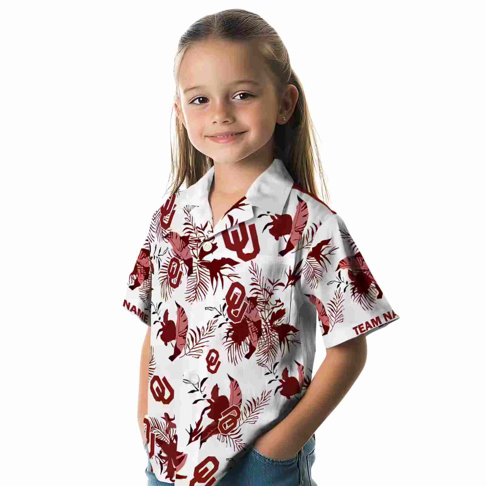 personalized oklahoma sooners botanical theme crimson white hawaiian shirt premium grade