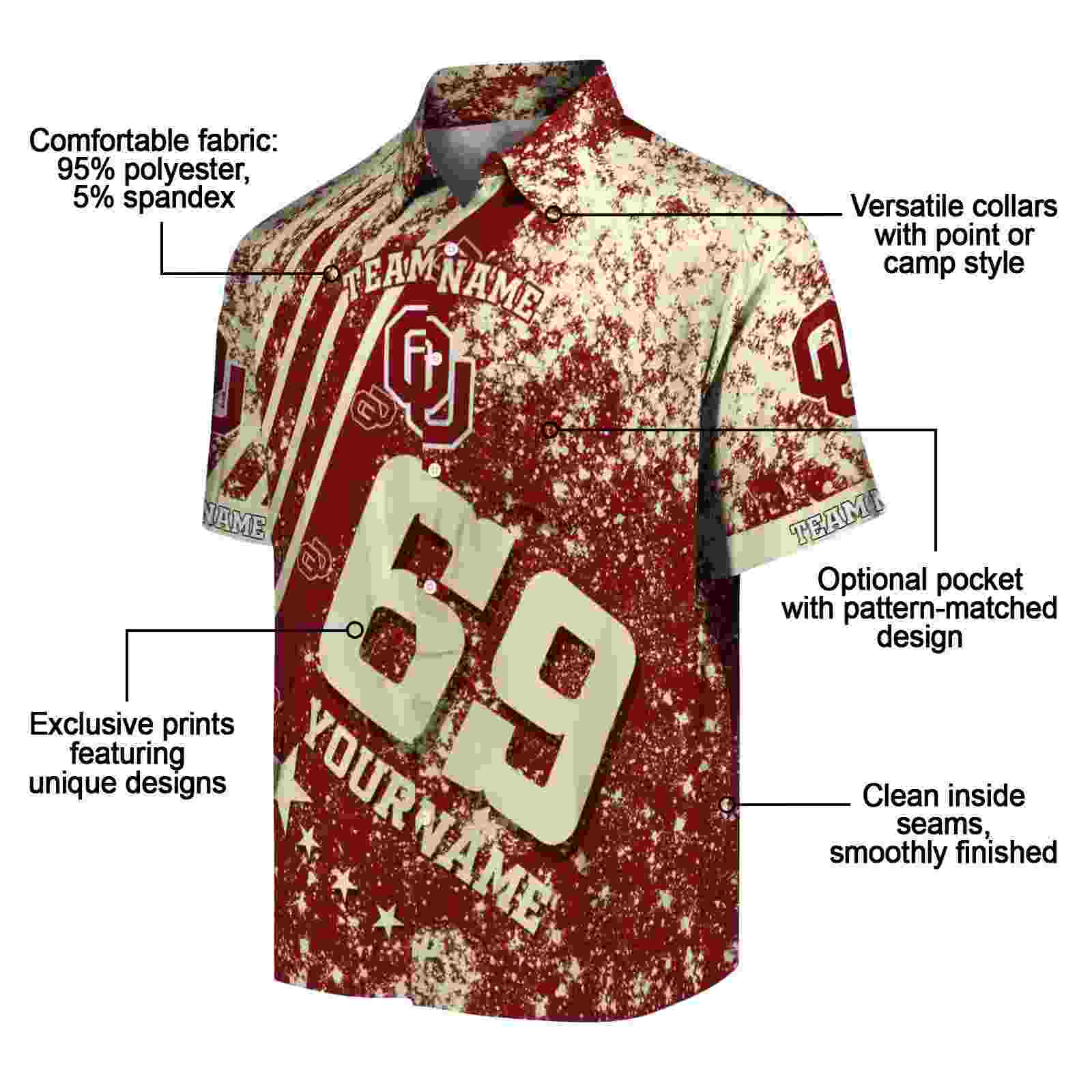 personalized oklahoma sooners star stripes crimson hawaiian shirt new arrival