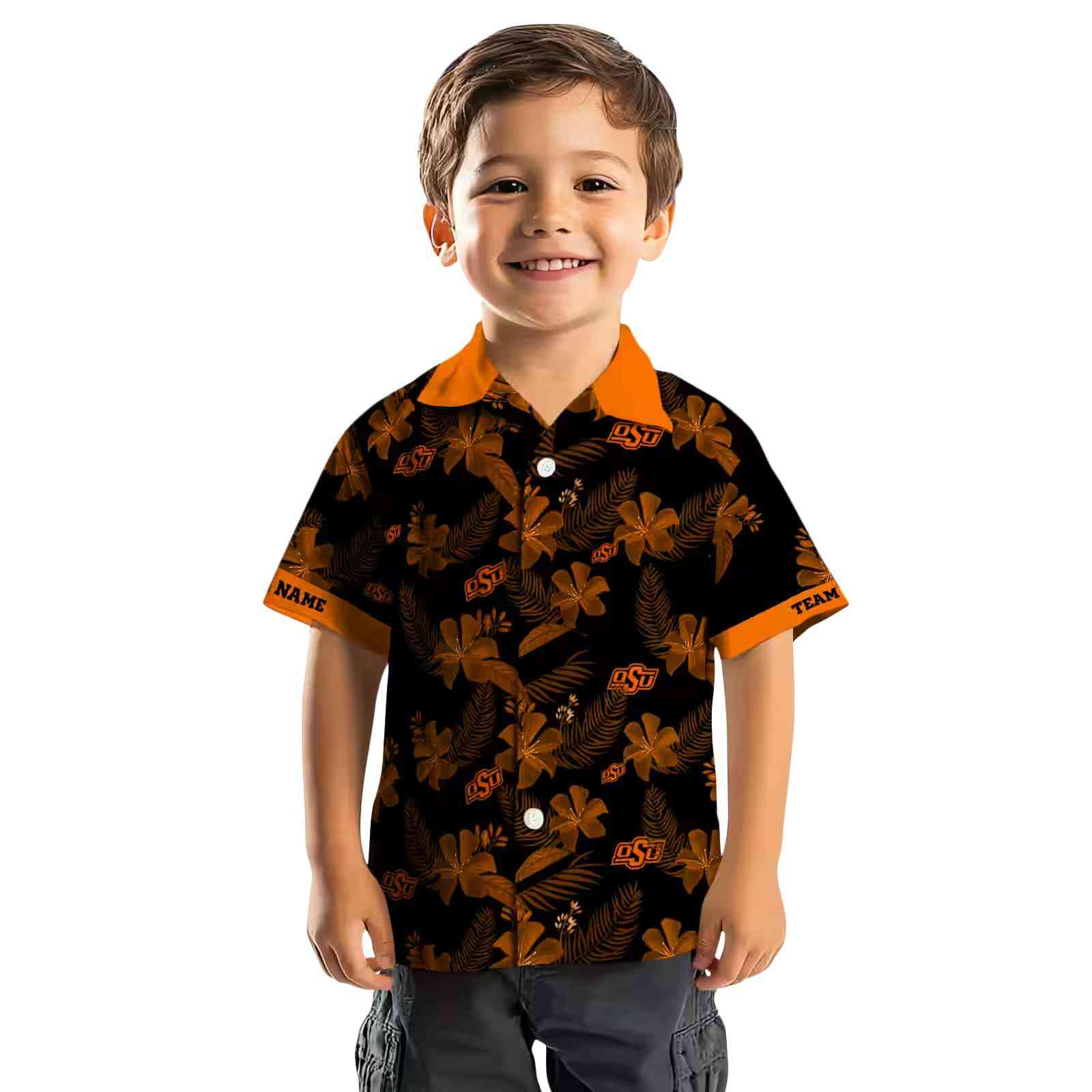 personalized oklahoma state cowboys botanical print black hawaiian shirt top rated