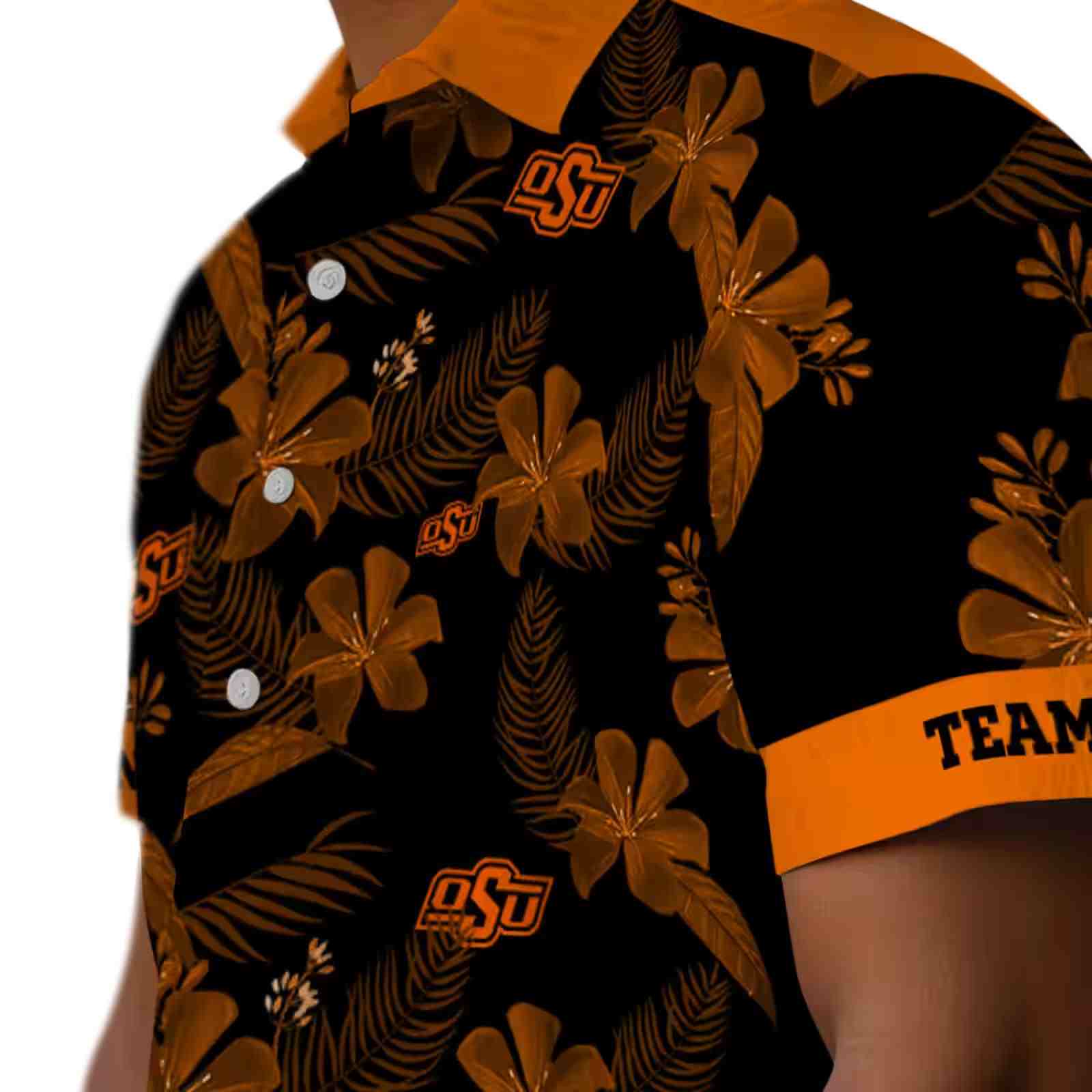 personalized oklahoma state cowboys botanical print black hawaiian shirt trendy