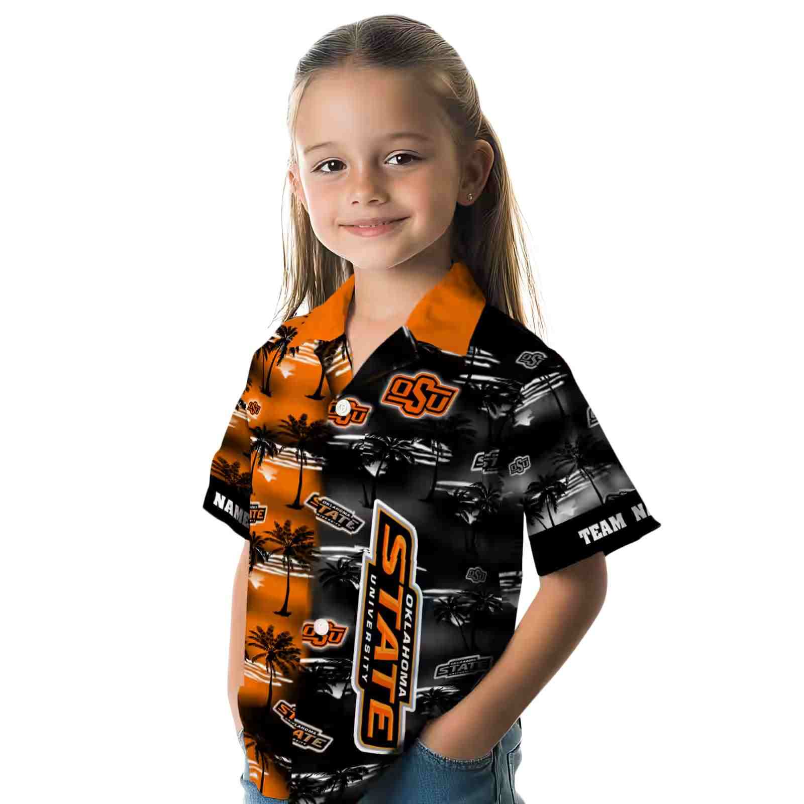 personalized oklahoma state cowboys palm silhouettes orange hawaiian shirt premium grade