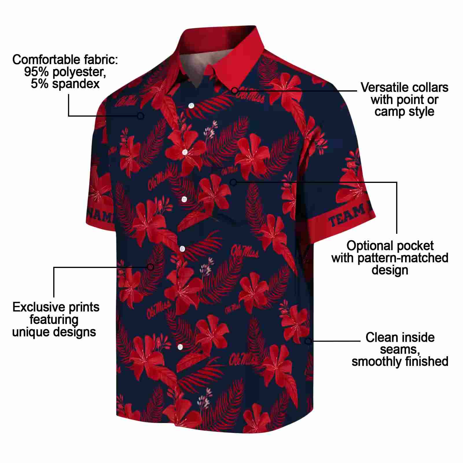 personalized ole miss rebels botanical print blue hawaiian shirt new arrival