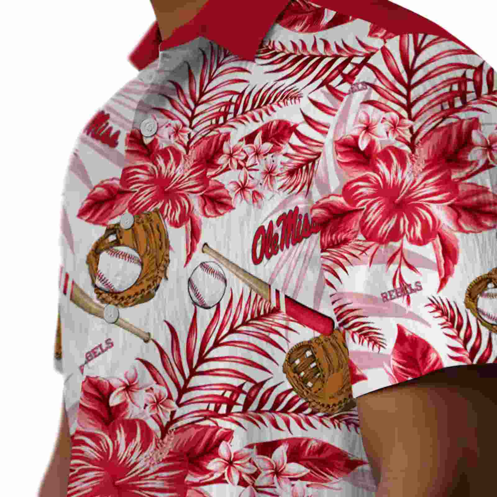 personalized ole miss rebels floral baseball red white hawaiian shirt trendy