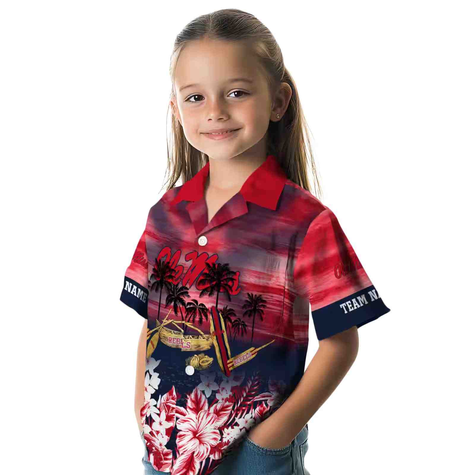 personalized ole miss rebels tropical canoe red hawaiian shirt premium grade