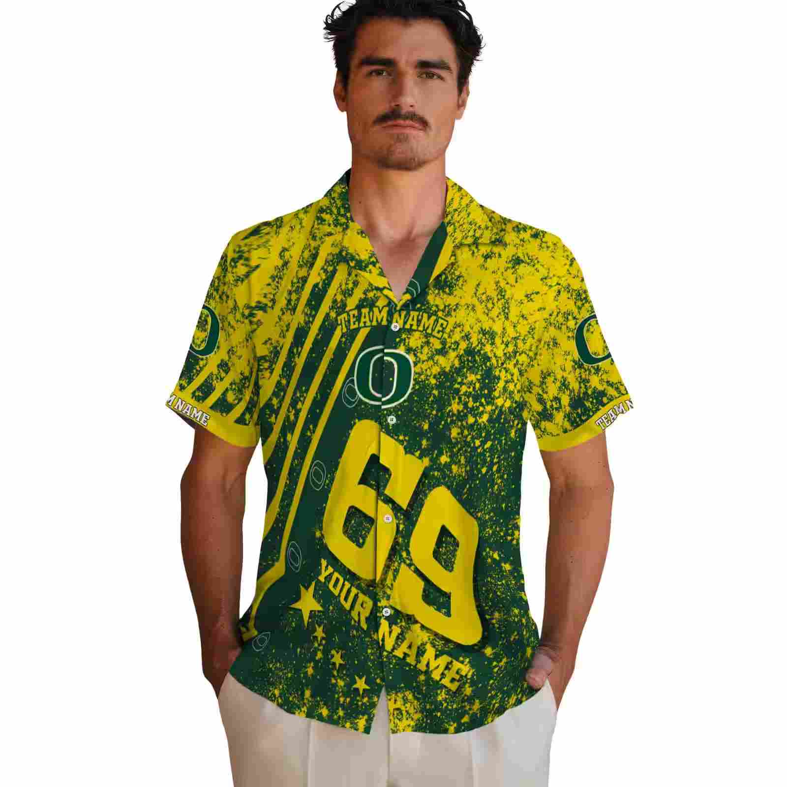 personalized oregon ducks star stripes green hawaiian shirt fashion forward