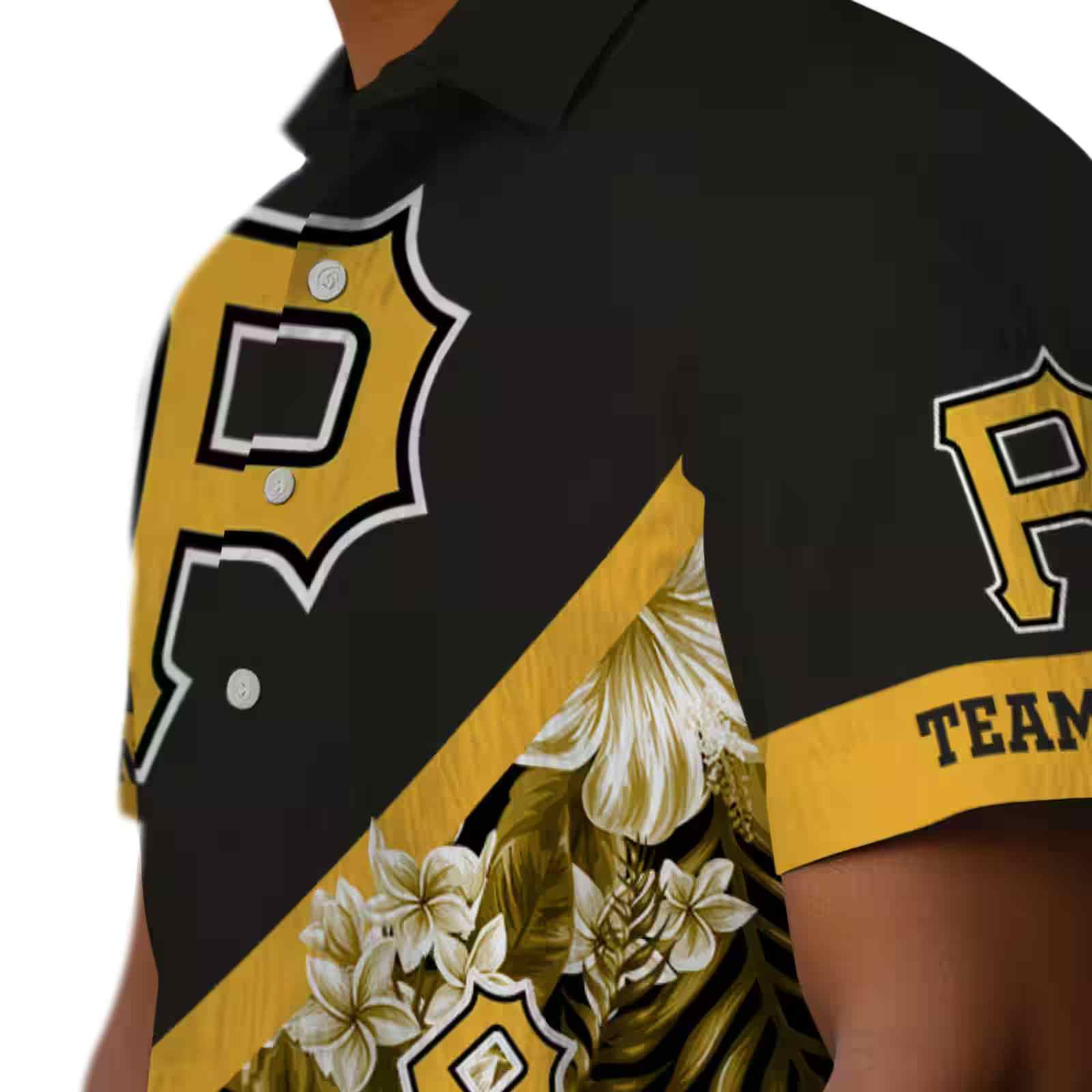 personalized pittsburgh pirates floral chevron black hawaiian shirt trendy