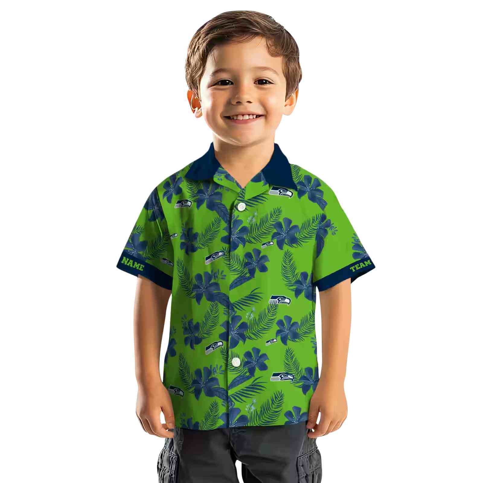 personalized seattle seahawks botanical print green hawaiian shirt top rated