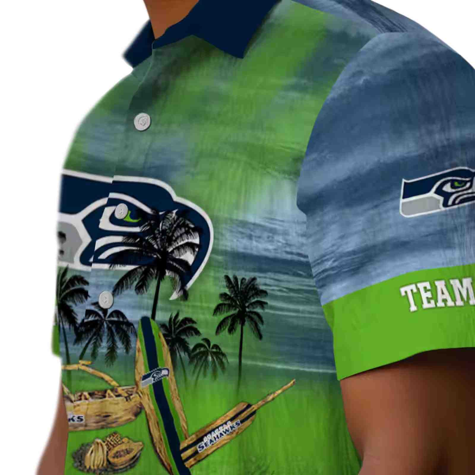 personalized seattle seahawks tropical canoe blue hawaiian shirt trendy