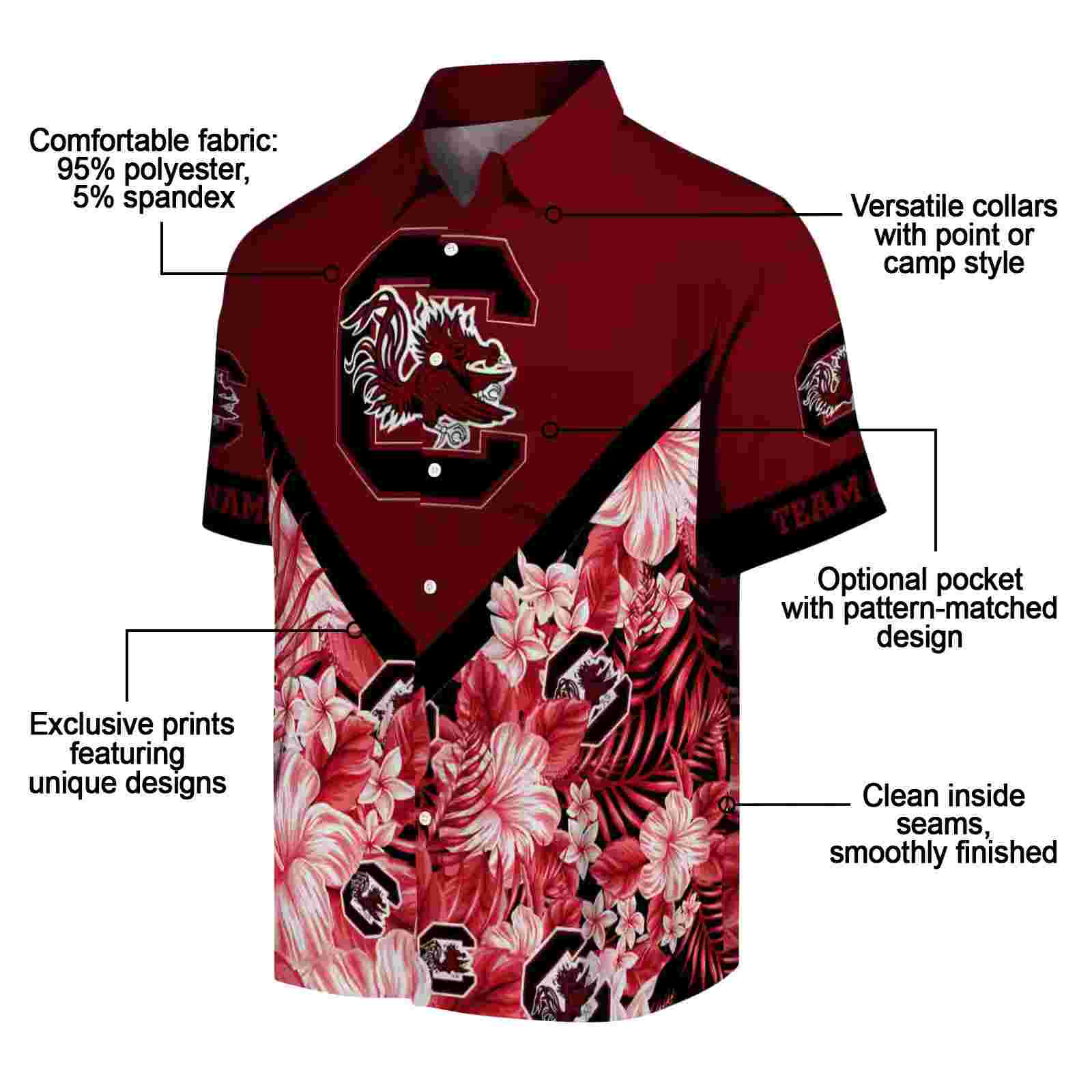 personalized south carolina gamecocks floral chevron garnet hawaiian shirt new arrival